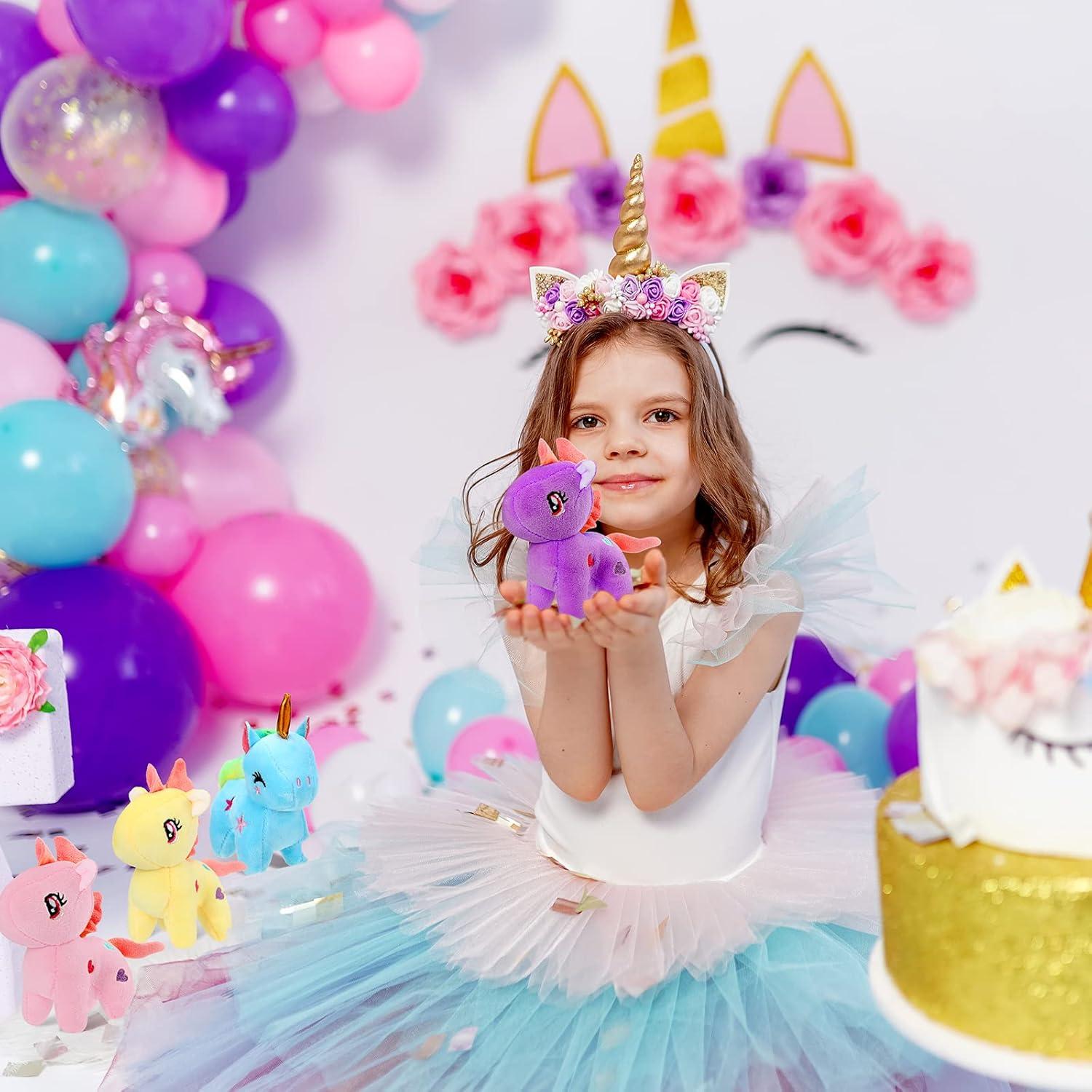 24 Mini Llaveros de Peluche Unicornio Wettarn 12 cm Coloridos