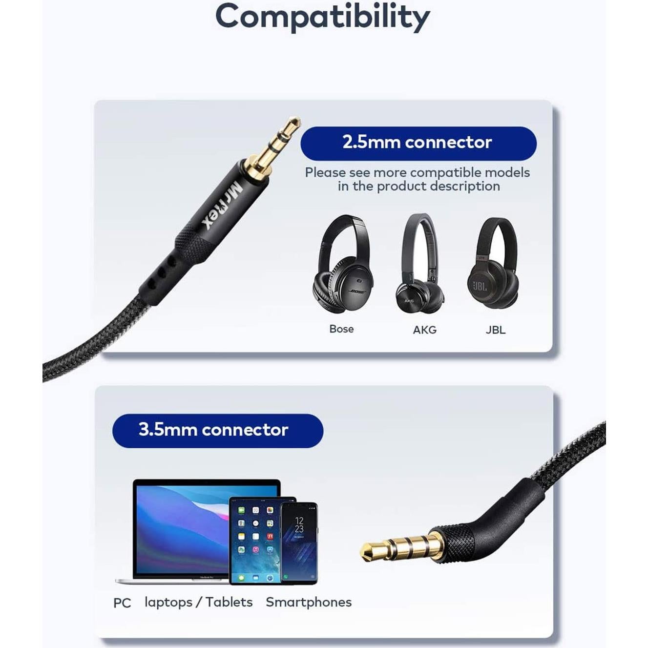 Cable de audio 2.5mm a 3.5mm Mr Rex 1.5m para Bose y JBL