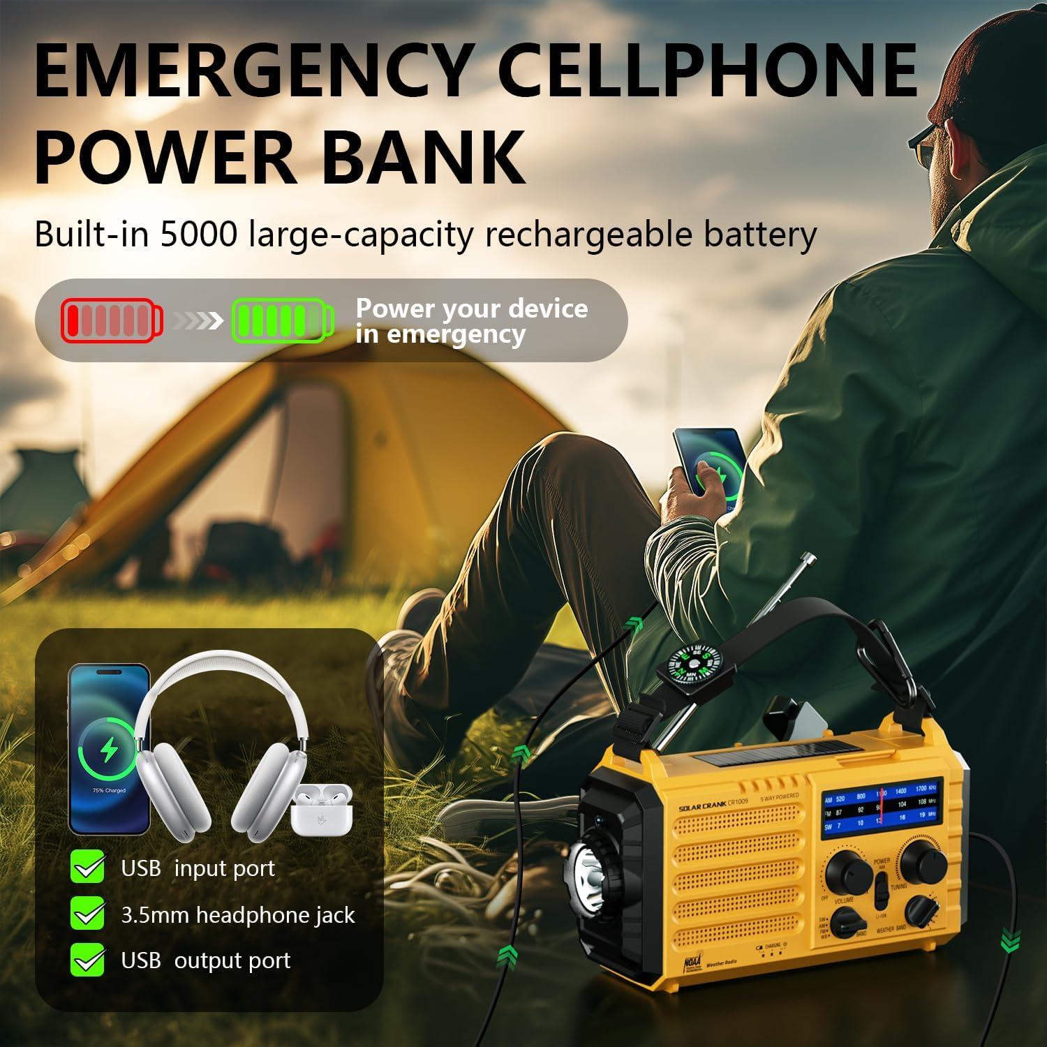 Radio Meteorológica PPLEE 5 en 1 Solar y Portátil