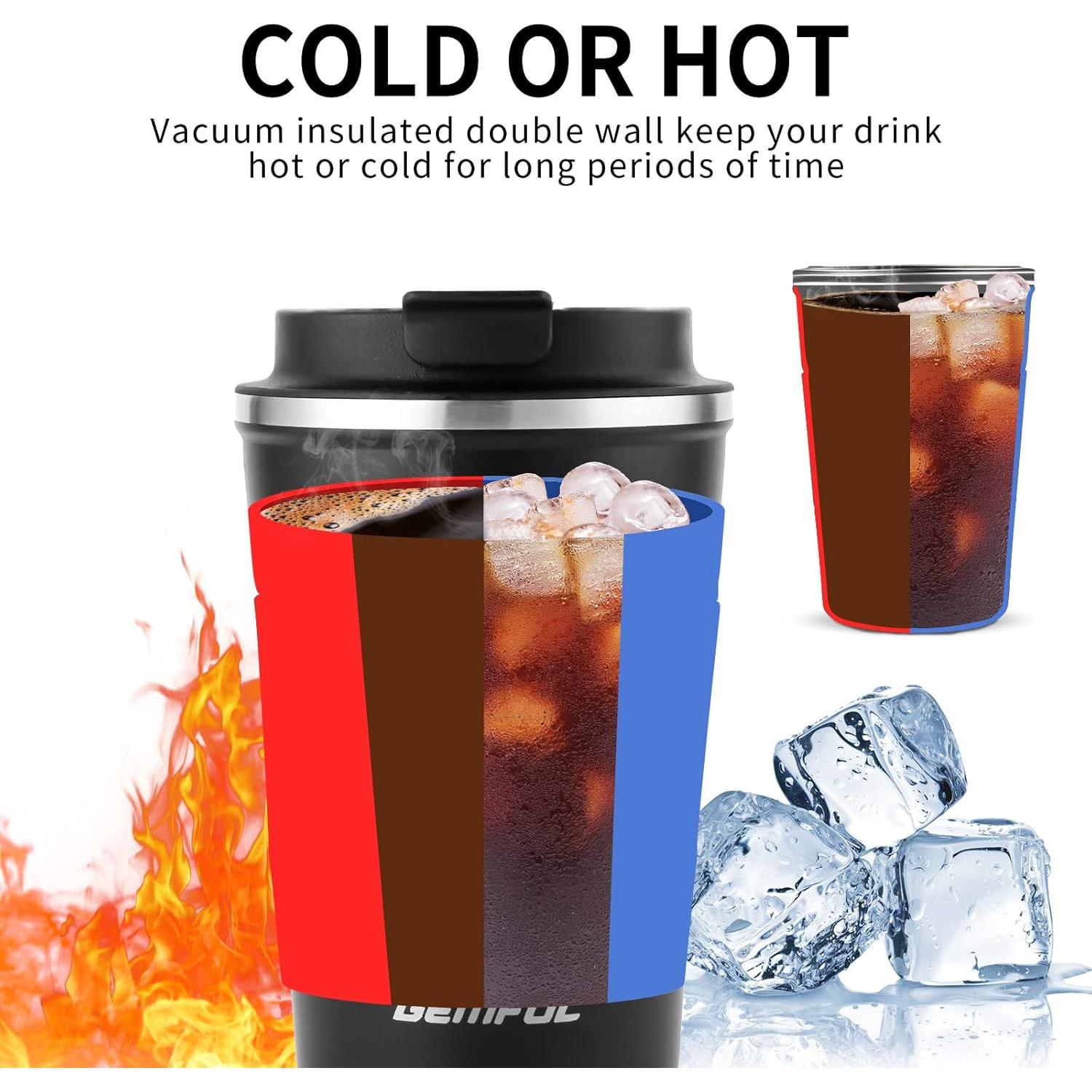 Taza de Viaje GEMFUL 13 oz Acero Inoxidable Aislada