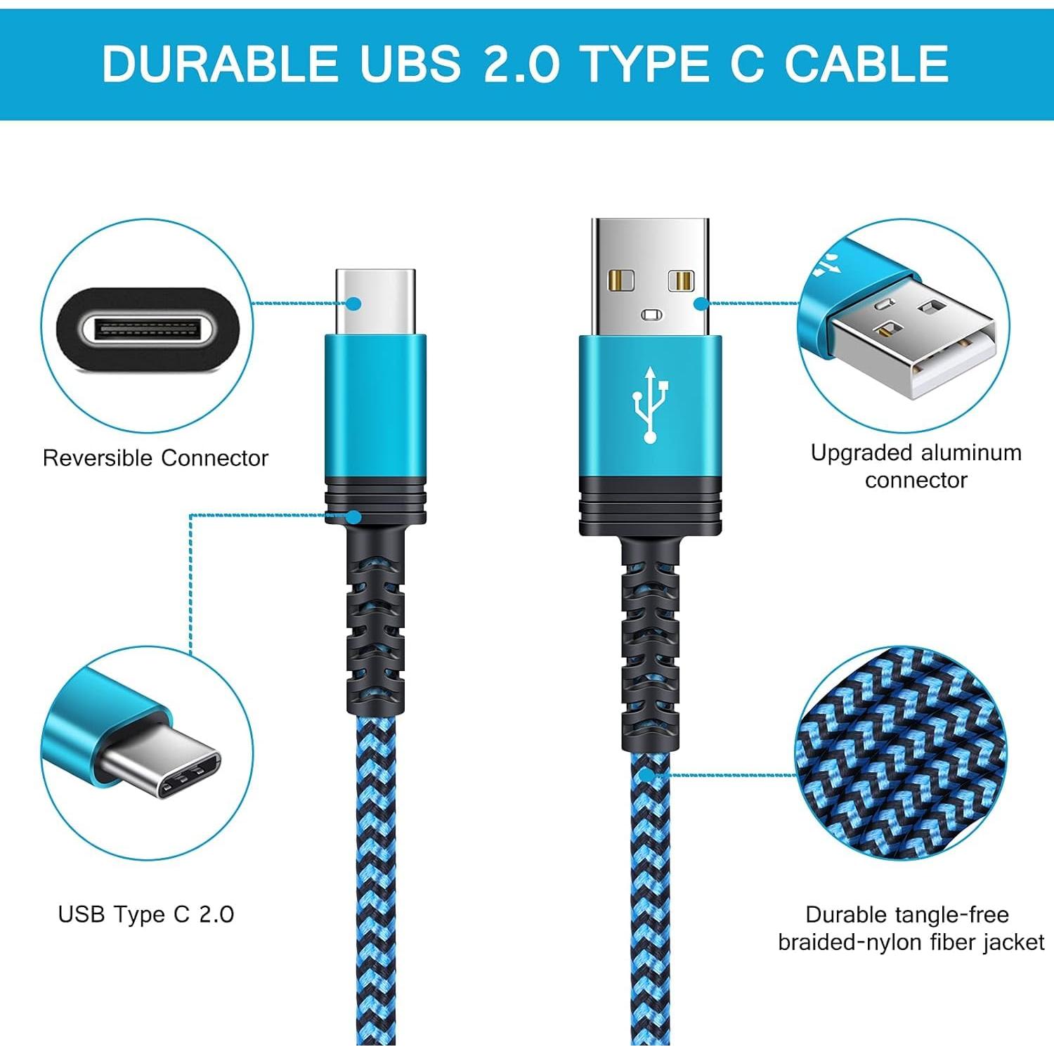 Cable USB C a USB A 3m Rápido HopePow para Samsung y iPhone