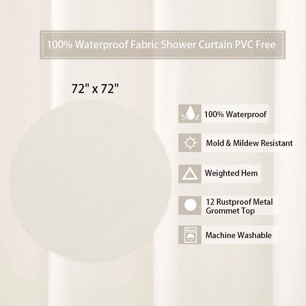 Cortina de Ducha CAROMIO 100% Impermeable 182.88x182.88 cm Marfil
