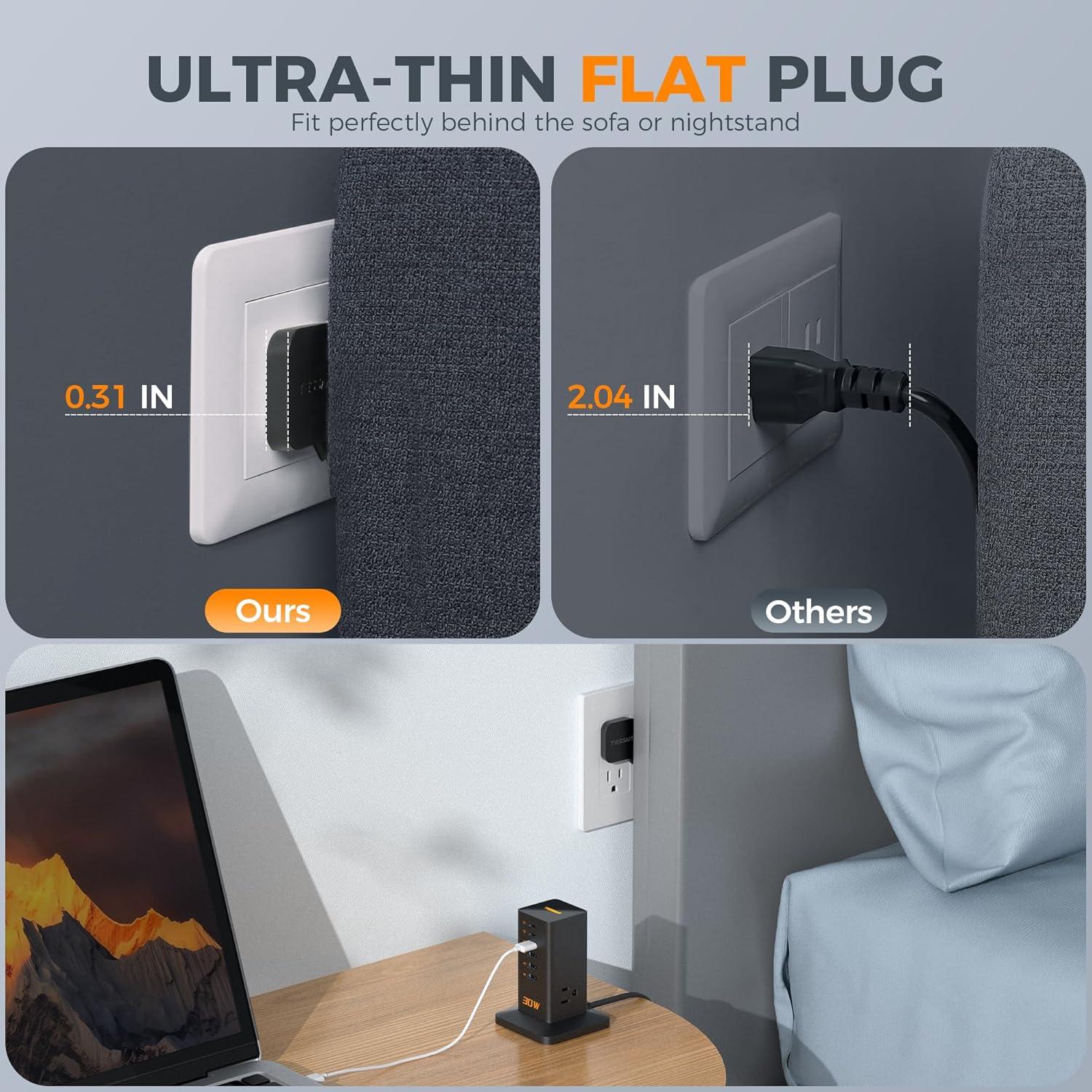 Estación de Carga 30W TESSAN 9 en 1 con 4 USB A y 2 USB C