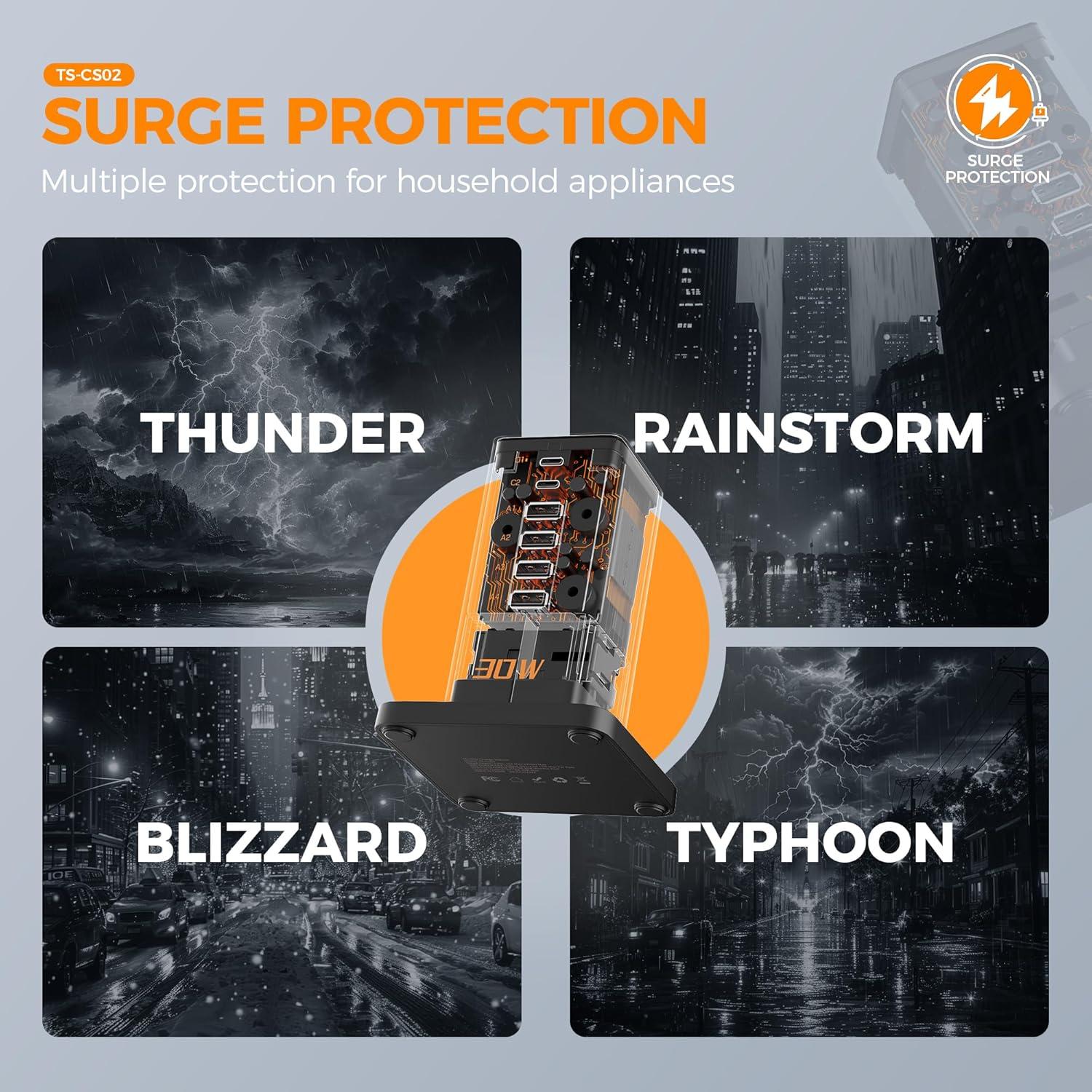 Estación de Carga 30W TESSAN 9 en 1 con 4 USB A y 2 USB C