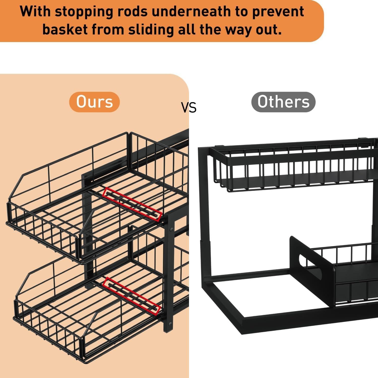 Organizador Deslizante de Cajones Lxmons Negro 2 Niveles Plegable