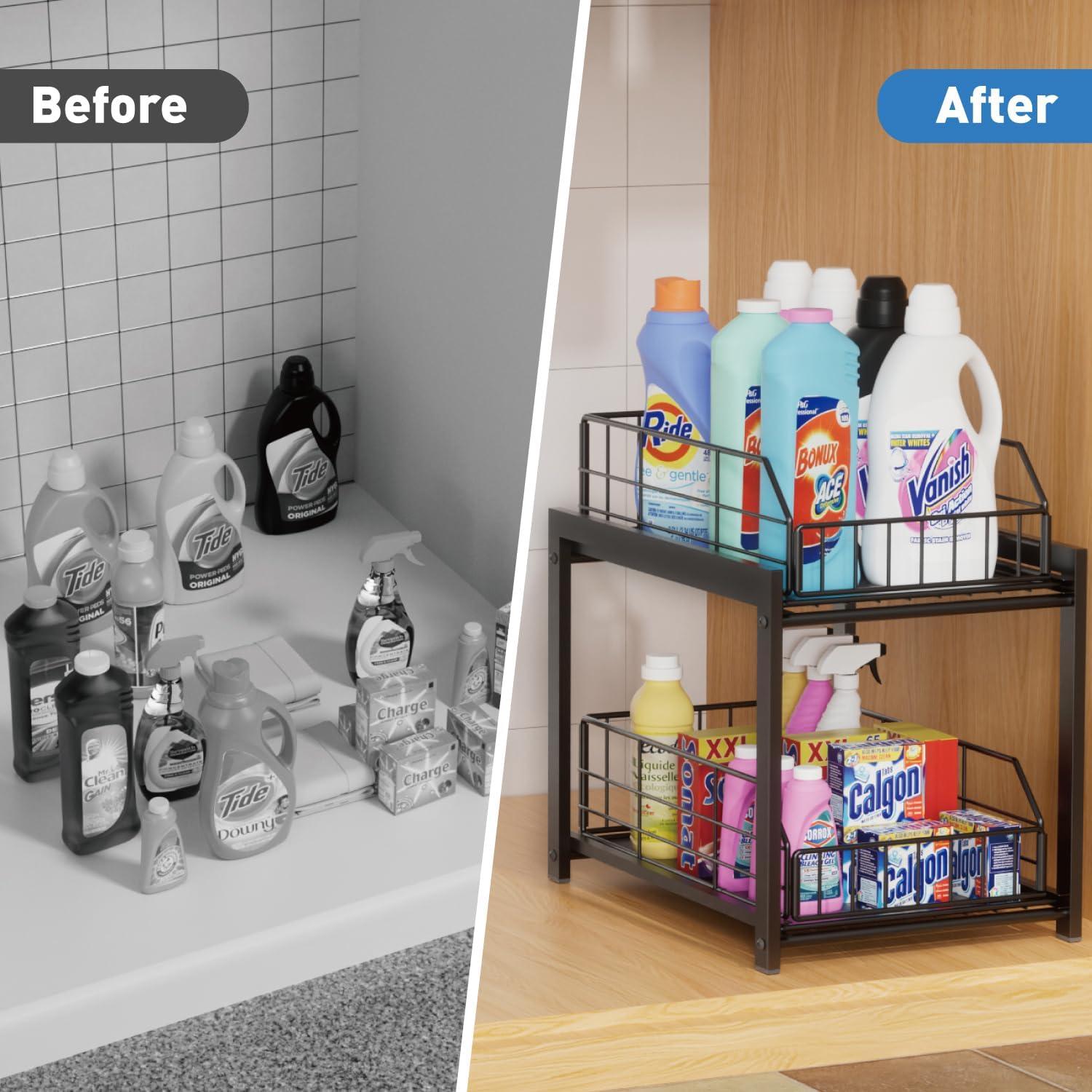 Organizador Deslizante de Cajones Lxmons Negro 2 Niveles Plegable