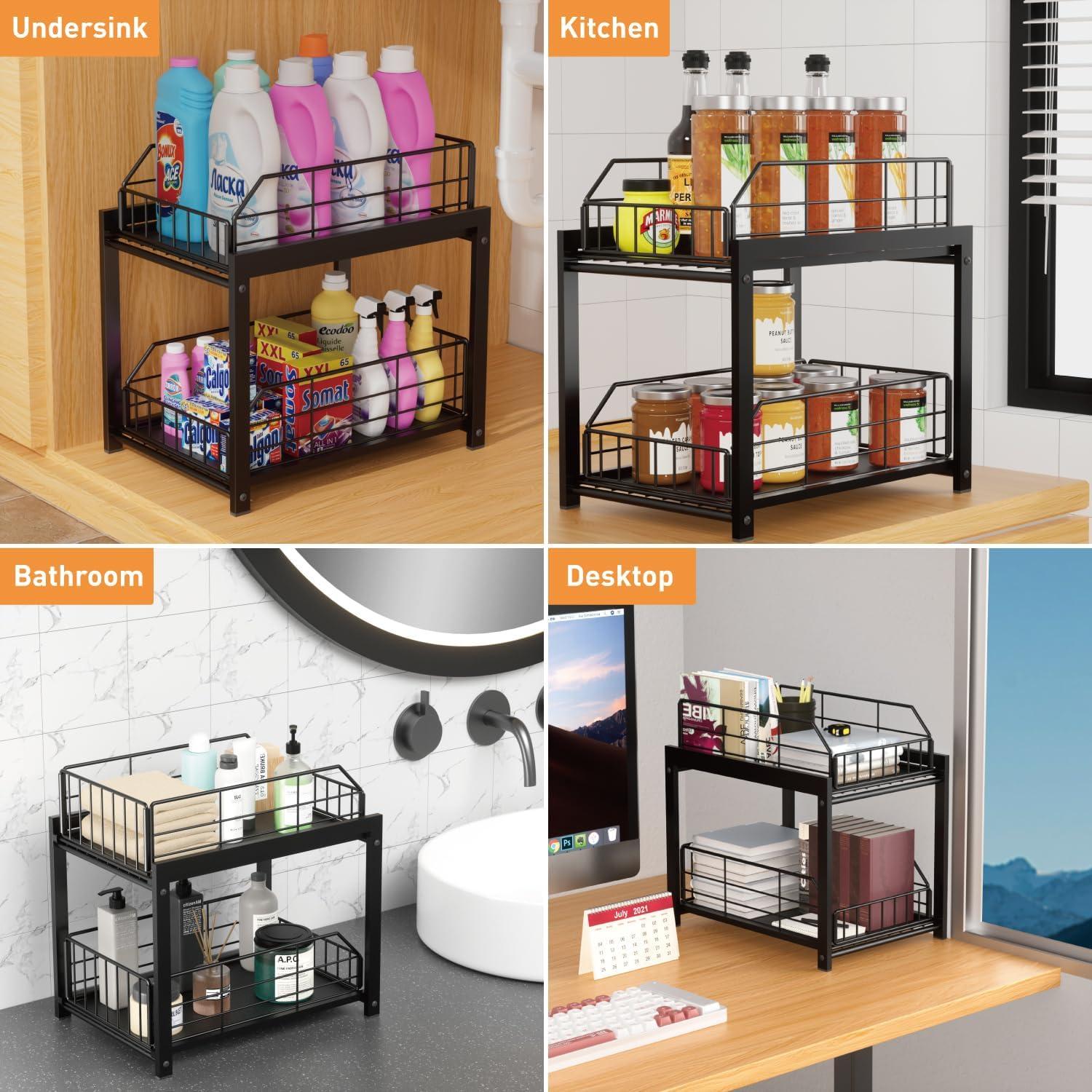 Organizador Deslizante de Cajones Lxmons Negro 2 Niveles Plegable