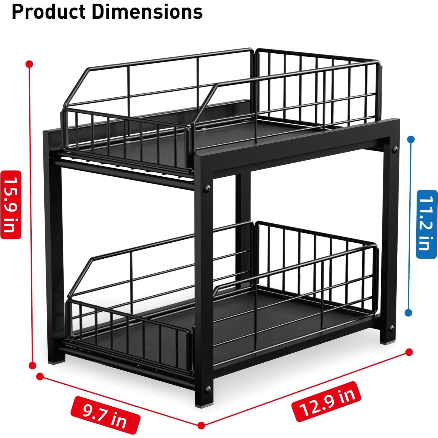 Organizador Deslizante de Cajones Lxmons Negro 2 Niveles Plegable
