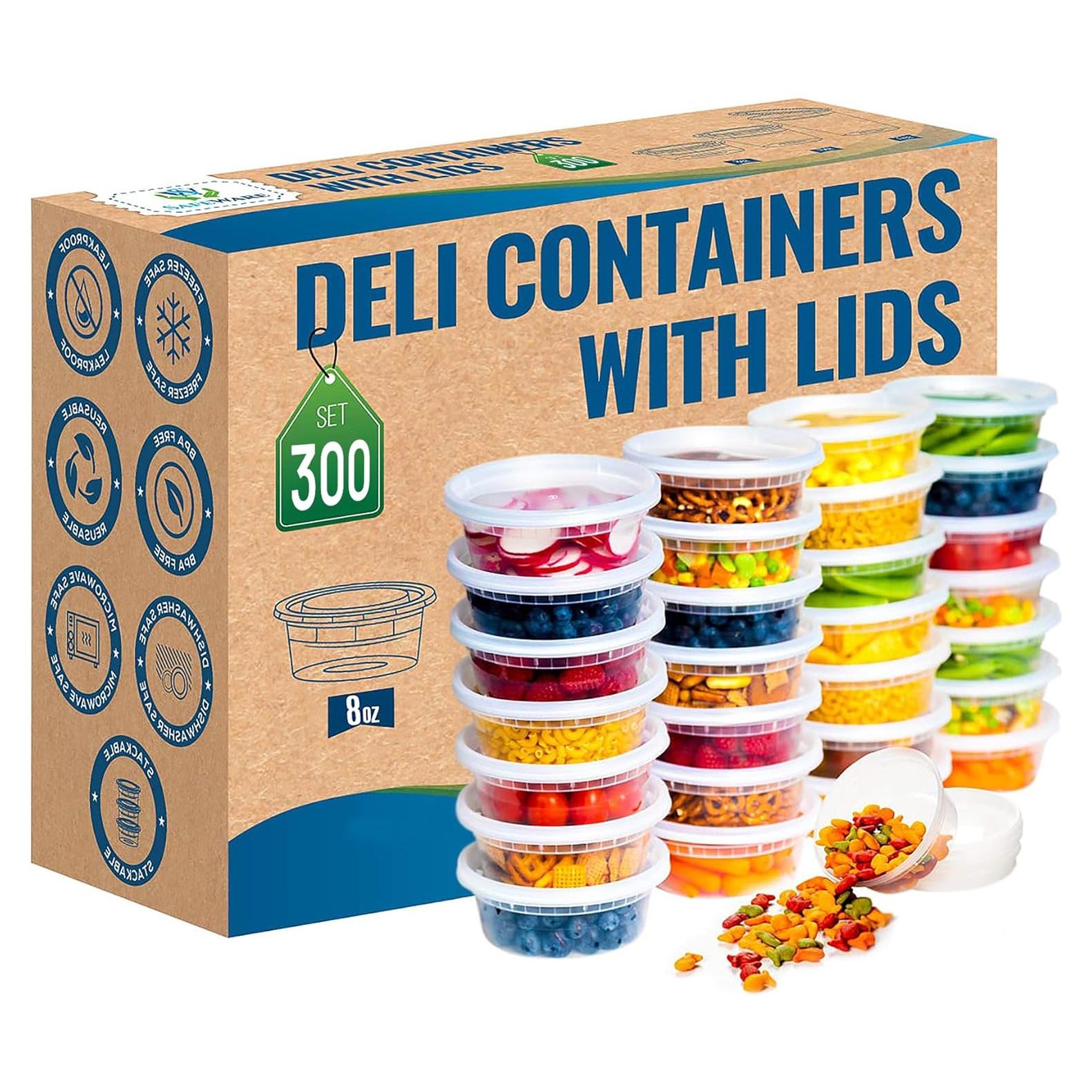 Contenedores de Plástico Safeware 300 Piezas 8oz Herméticos