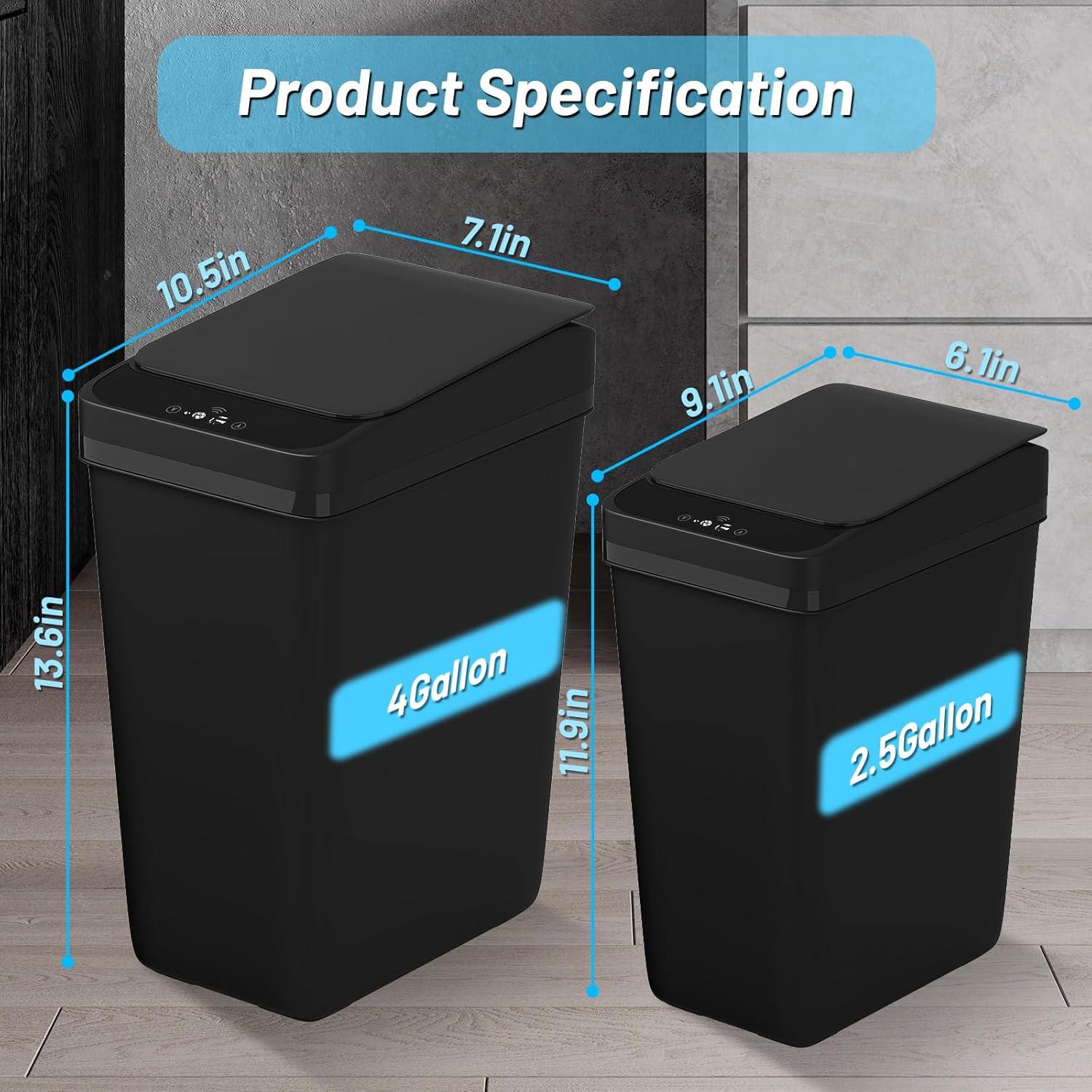 Basurero Automático Procade 2 Pack 4 Gal y 2.5 Gal Negro