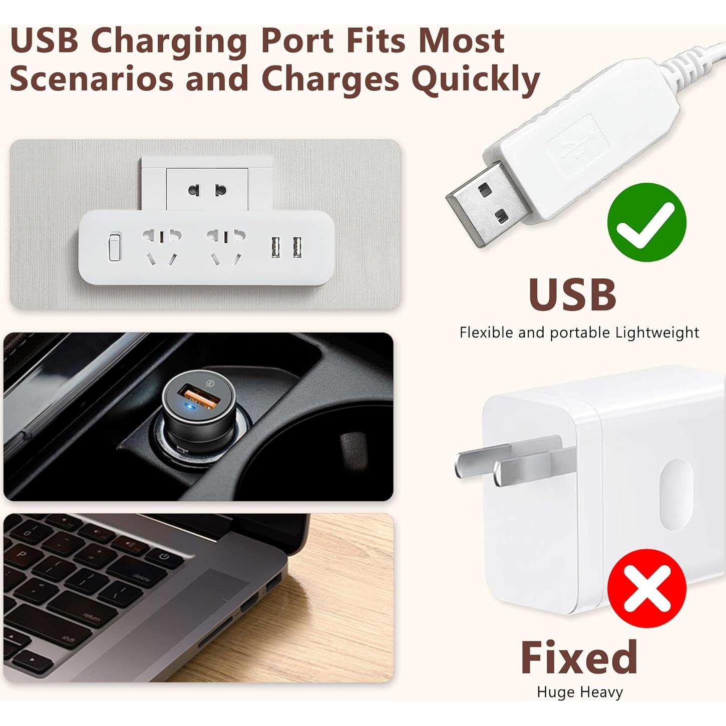 Cable de Carga USB Waterpik 1.8m 3V Compatible WP360 WP440