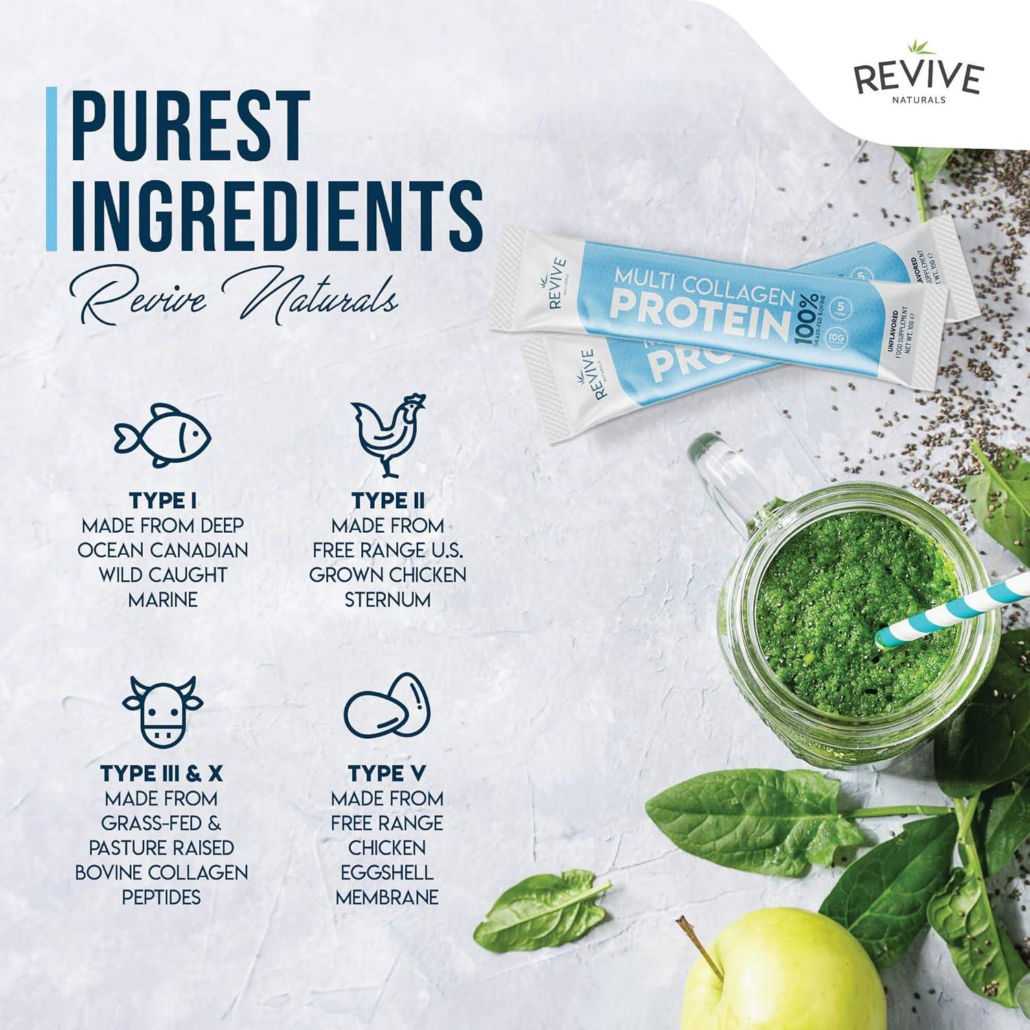 Polvo de Proteína de Colágeno Múltiple Revive Naturals 20 Paquetes