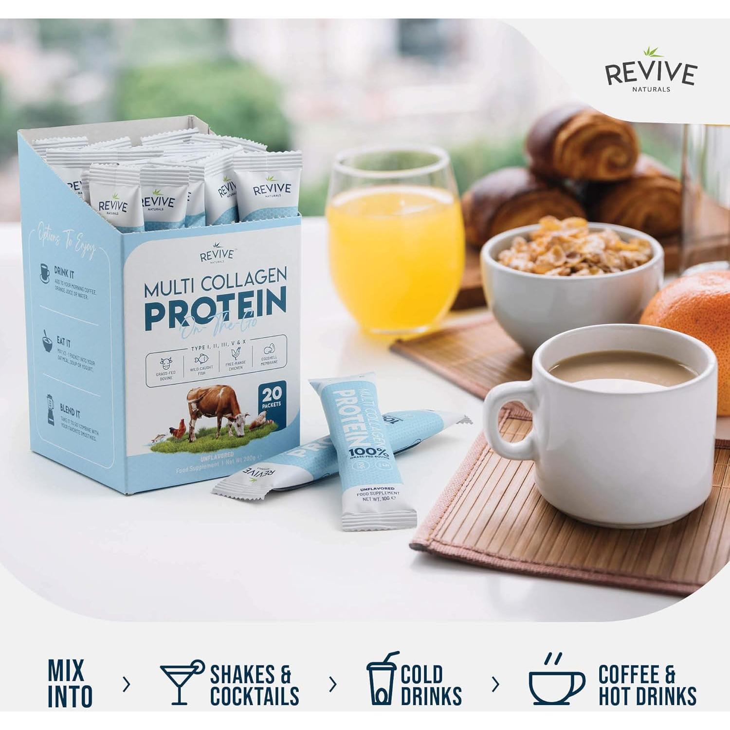 Polvo de Proteína de Colágeno Múltiple Revive Naturals 20 Paquetes