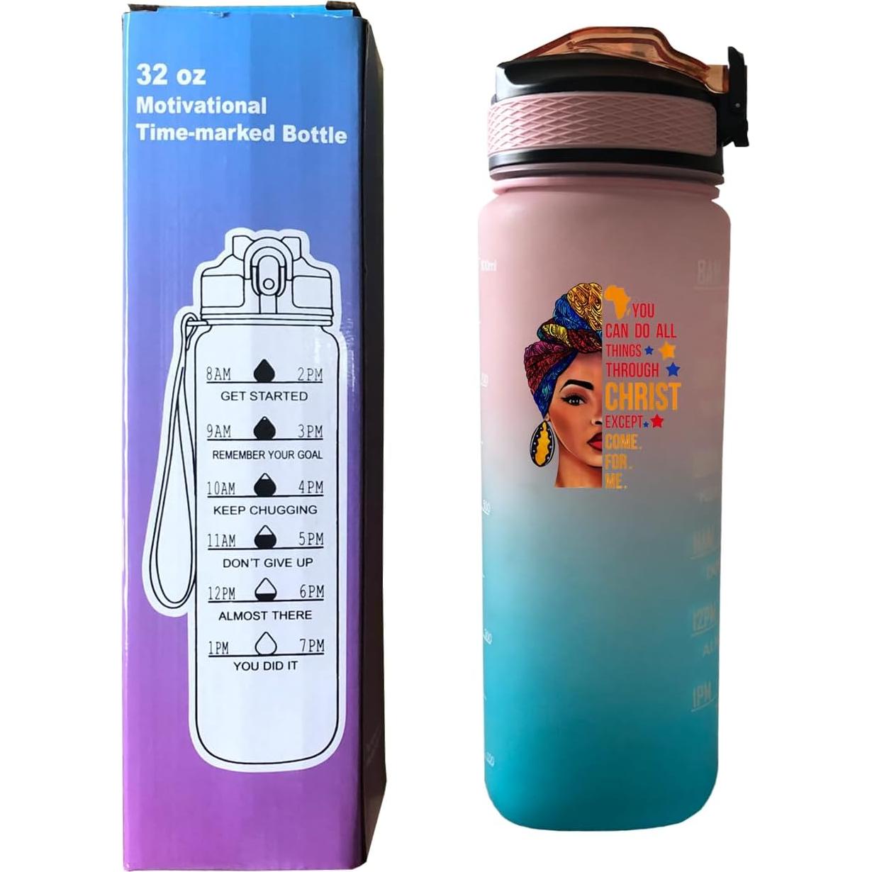 Botella de Agua 32 Oz Yipaidel con Citas Motivacionales y Popote