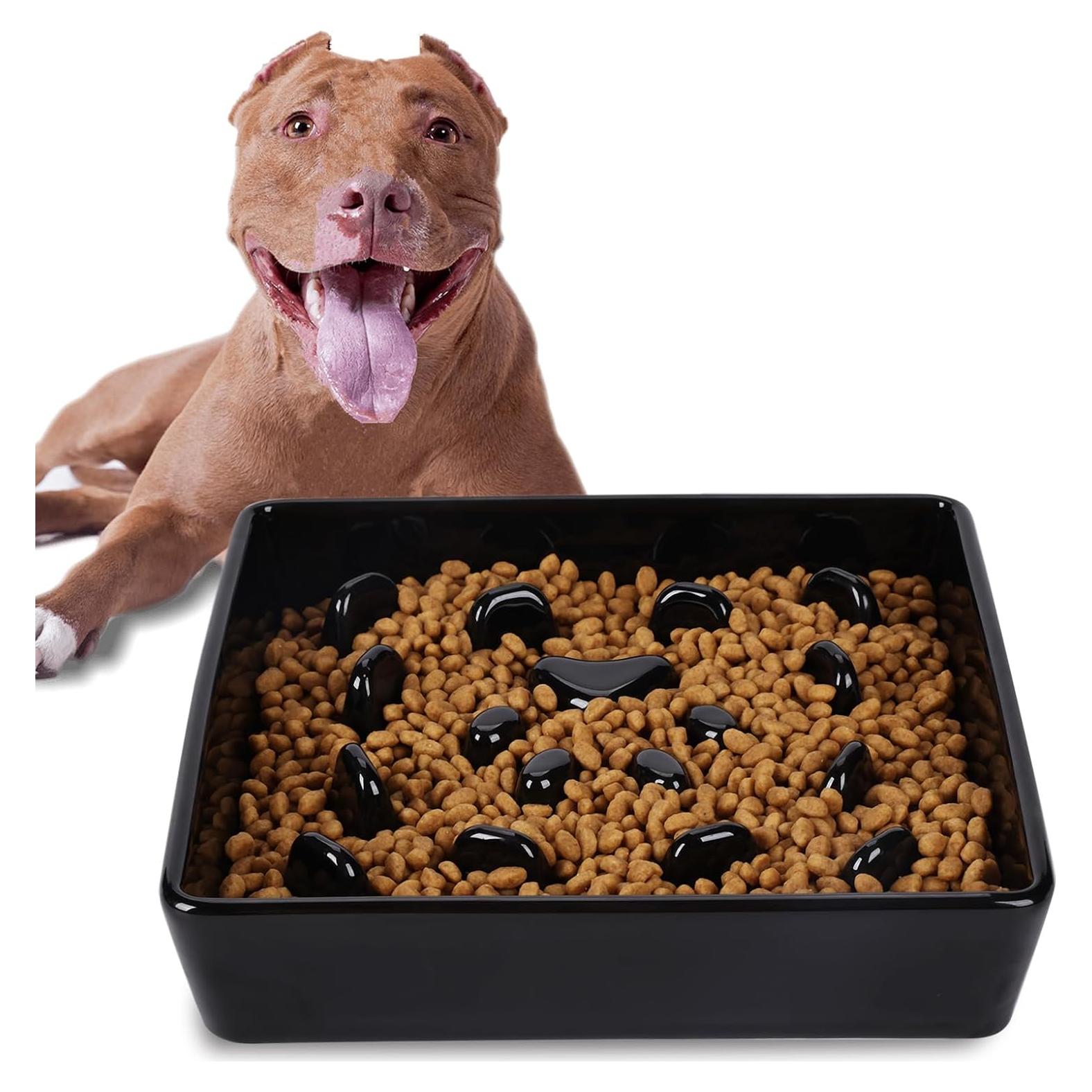 Cuenco de alimentación lenta para perros HAOTOP 20.3cm Cerámica Negro