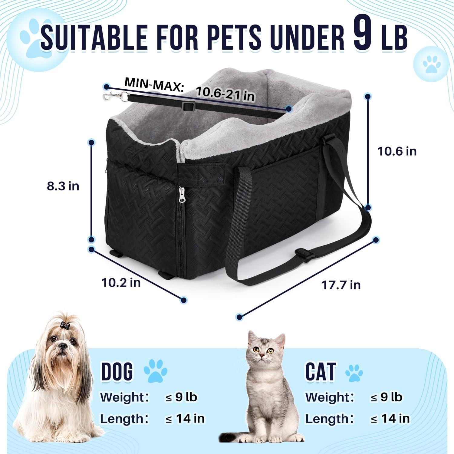 Asiento de Coche para Perros SlowTon Negro - Hasta 4 kg