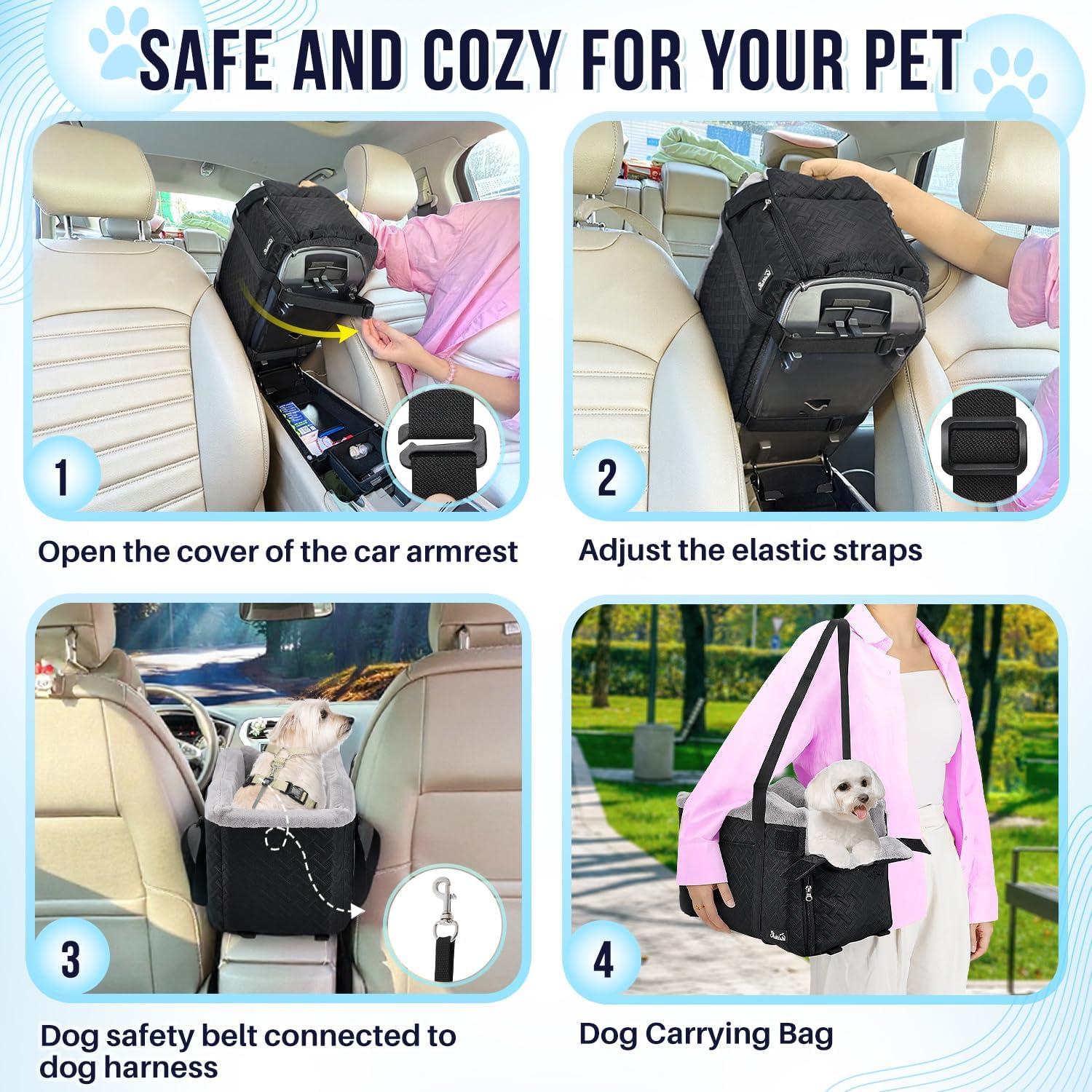 Asiento de Coche para Perros SlowTon Negro - Hasta 4 kg