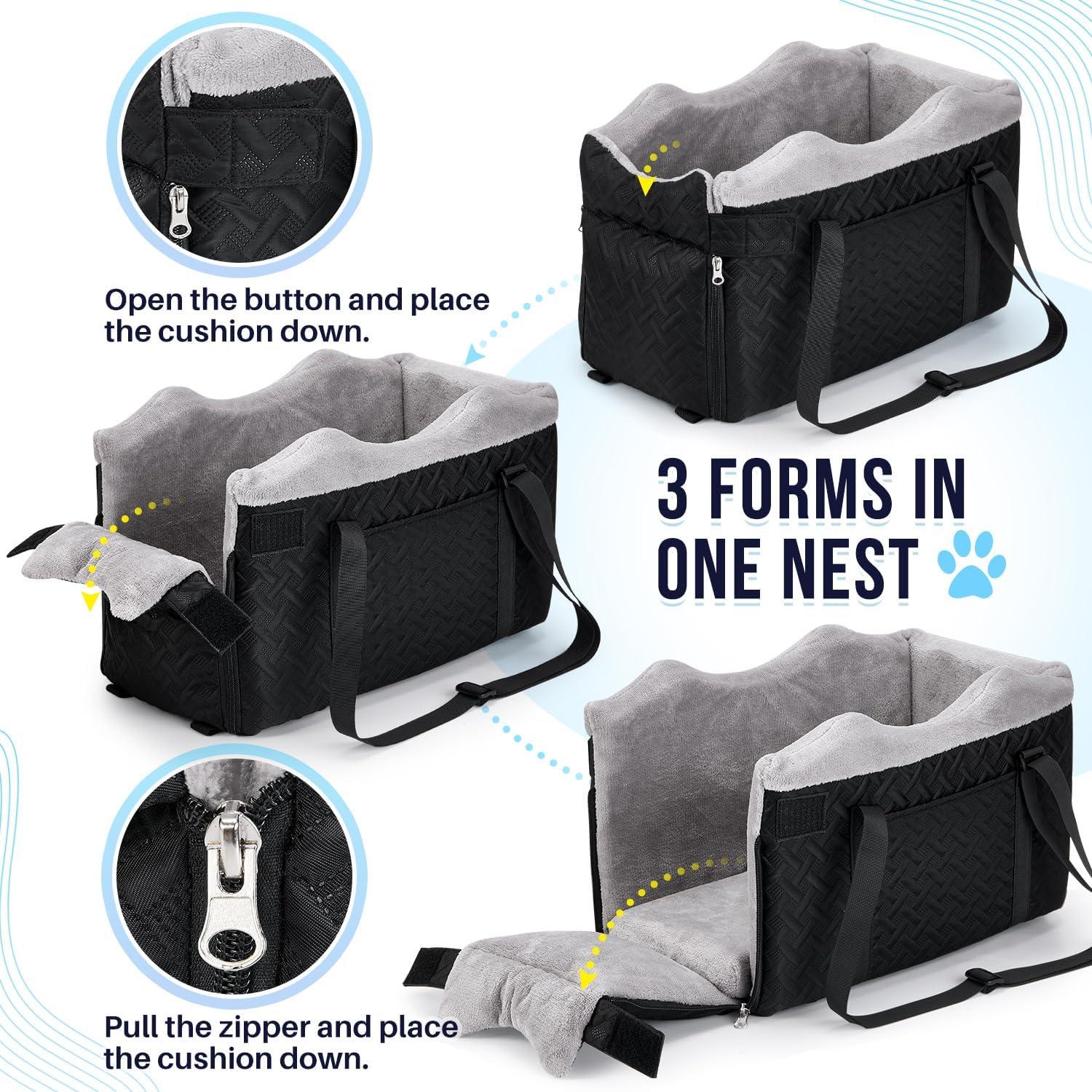 Asiento de Coche para Perros SlowTon Negro - Hasta 4 kg