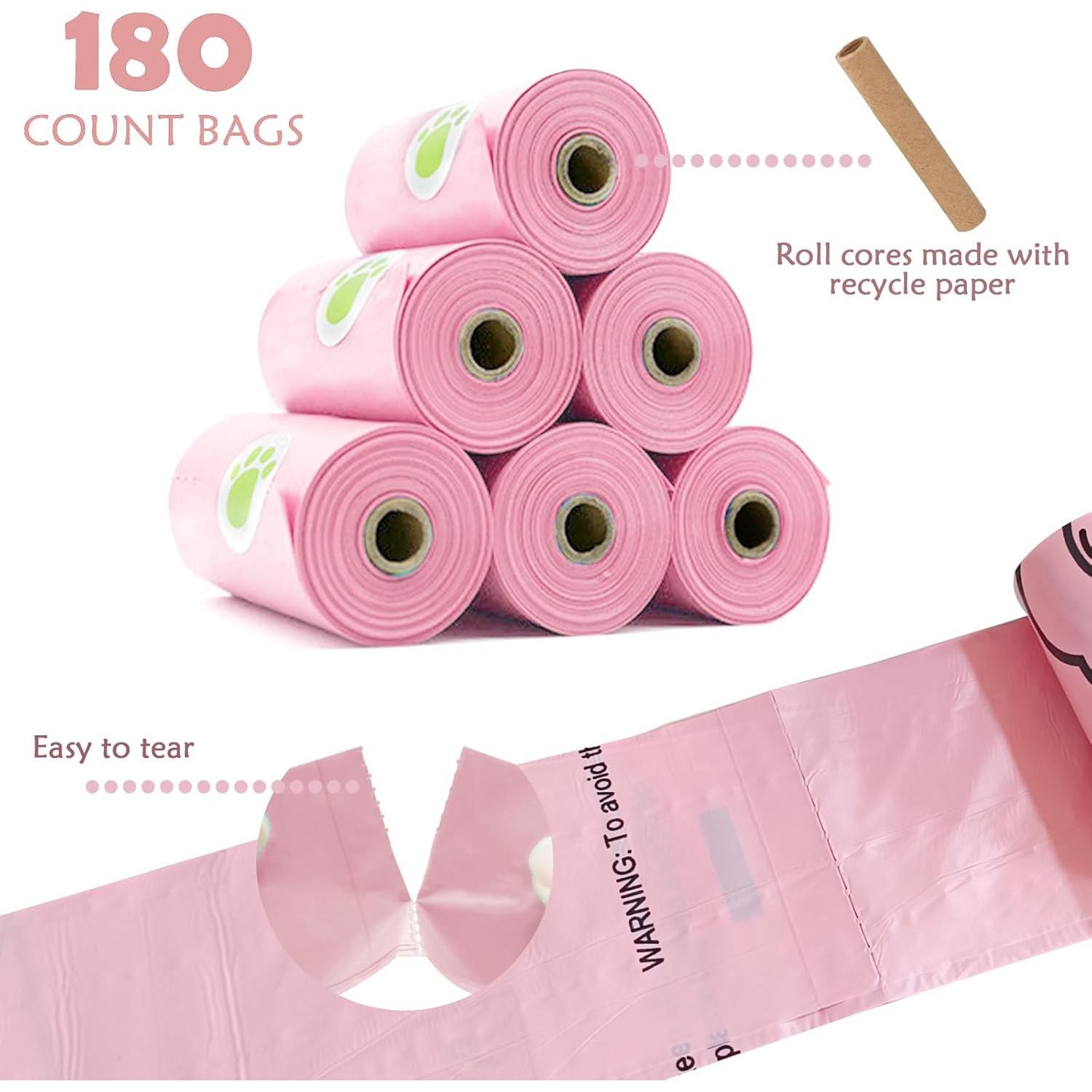 Dispensador de bolsas de excremento para perro YUCHIYA Rosa 12 rollos