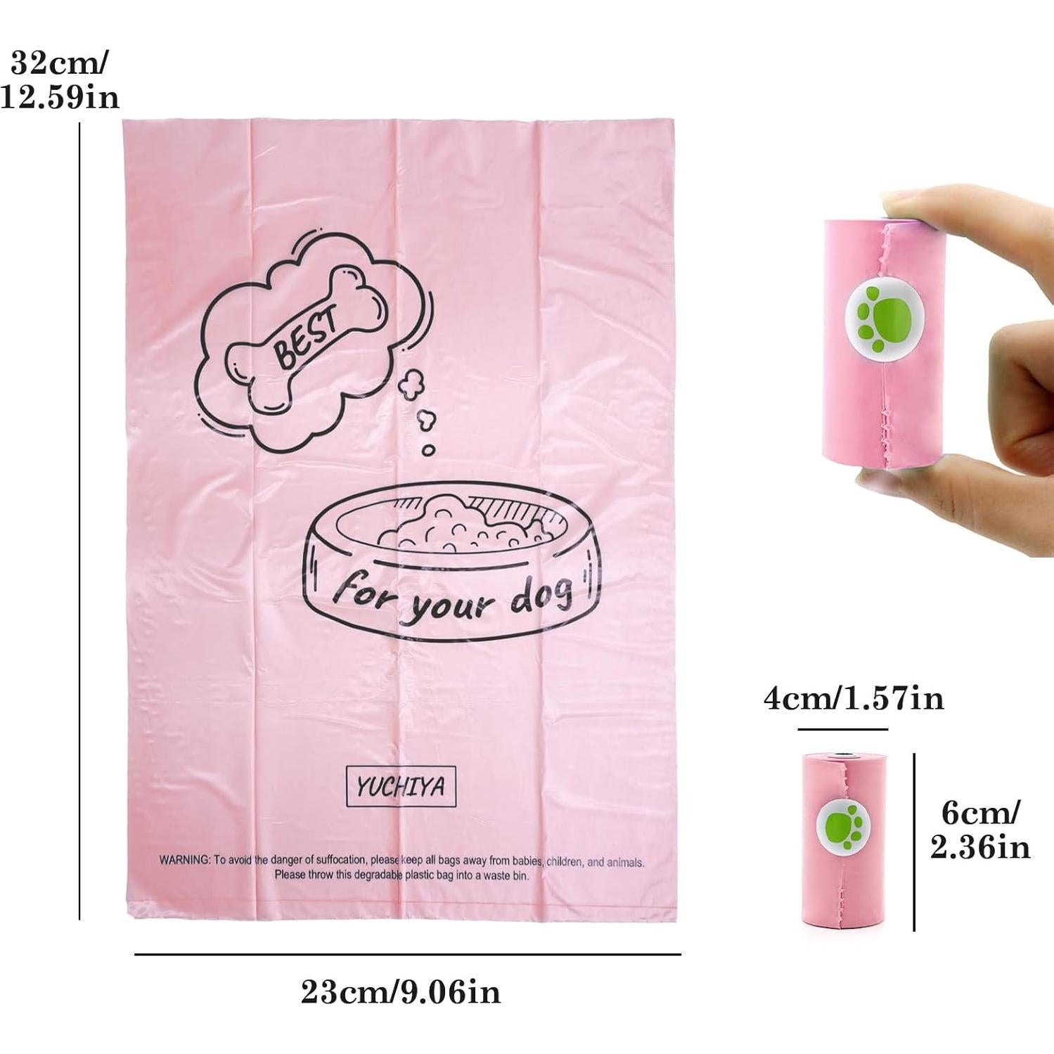 Dispensador de bolsas de excremento para perro YUCHIYA Rosa 12 rollos