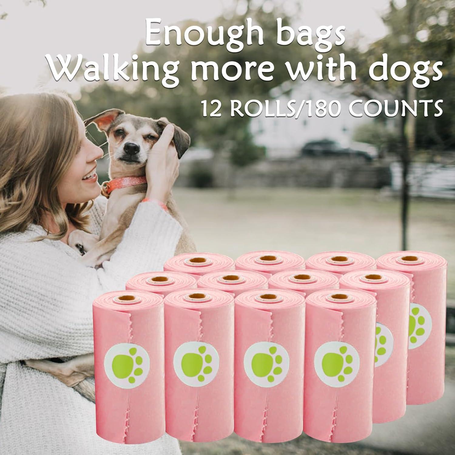 Dispensador de bolsas de excremento para perro YUCHIYA Rosa 12 rollos