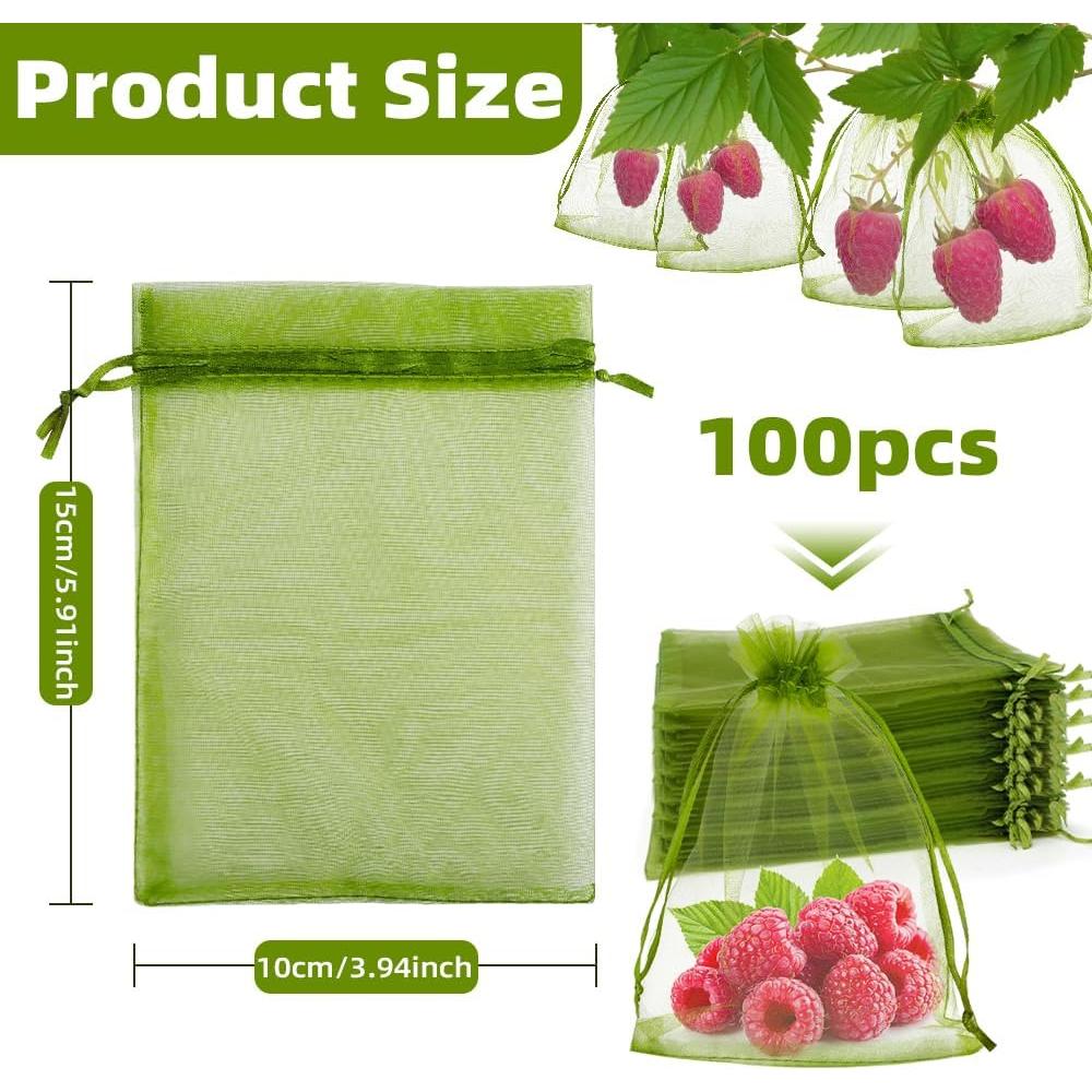 100 Bolsas de Protección de Frutas SythorYang 10x15 cm Verde