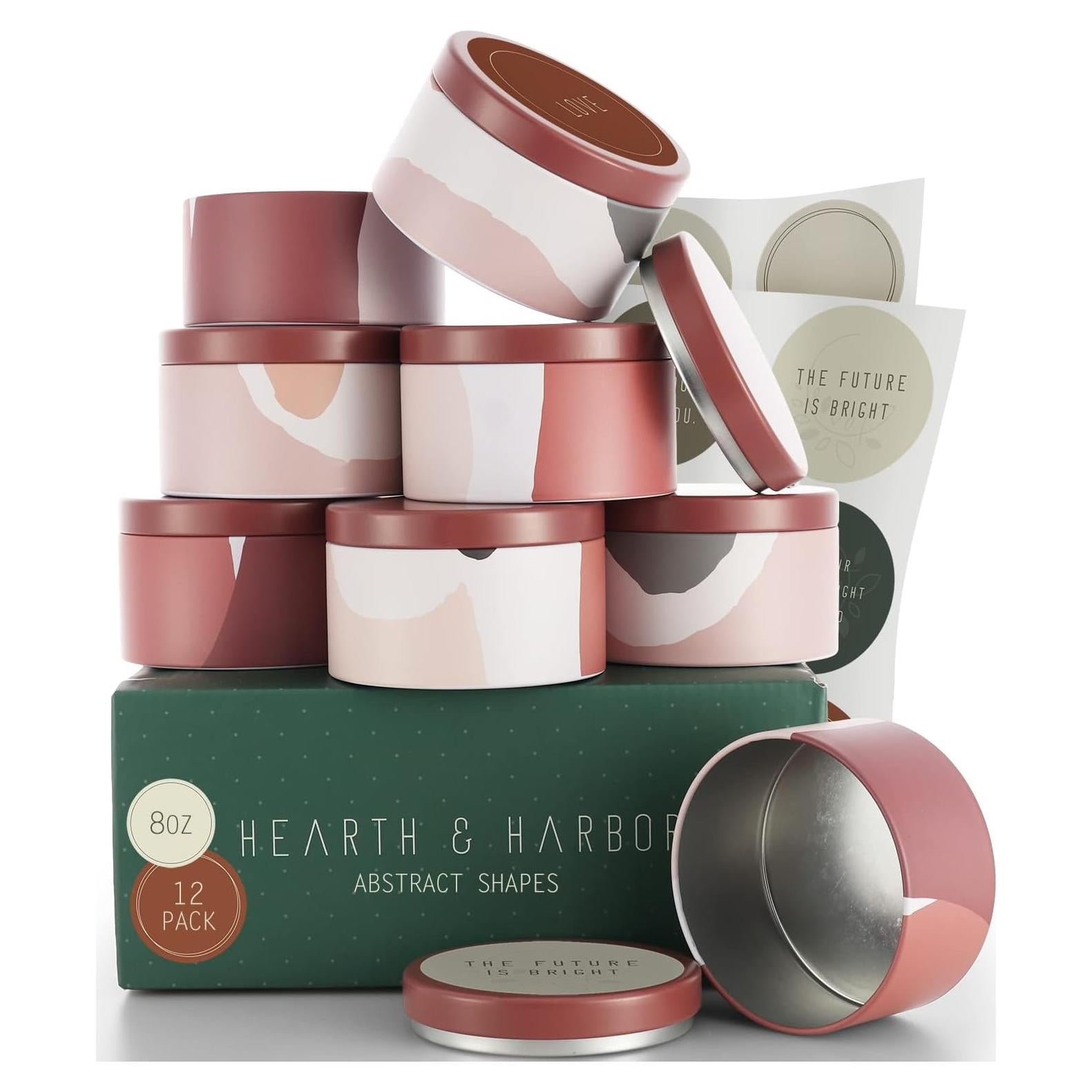 Tarros de Lata Hearth & Harbor para Hacer Velas - 12 Piezas