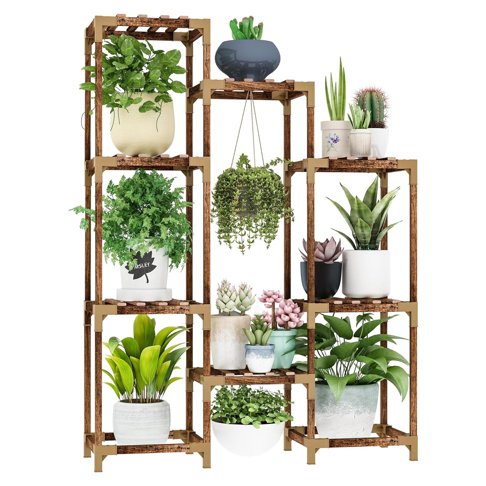 Soporte de Plantas HOMKIRT 10 Niveles Madera 90.7 kg