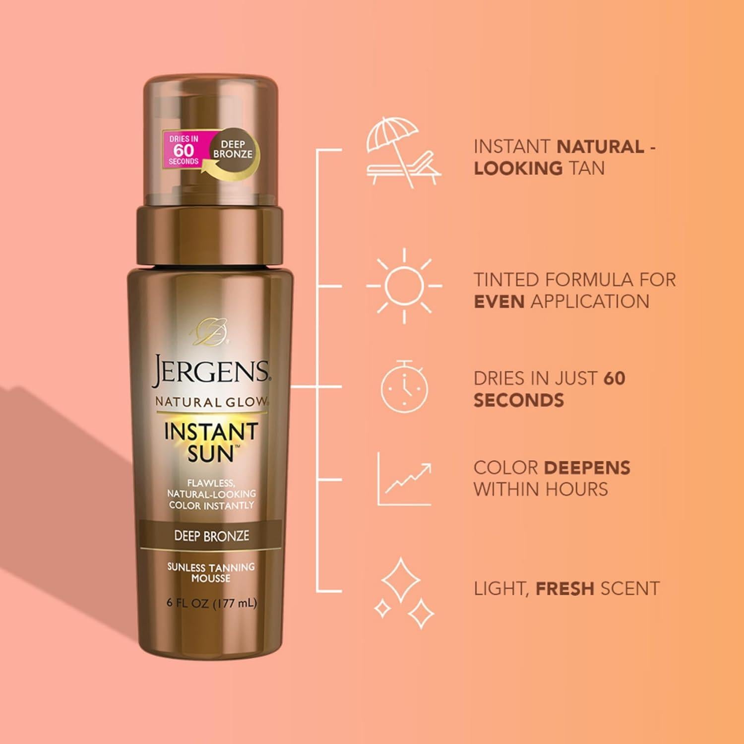 Mousse Autobronceador Jergens Natural Glow 170 ml Bronce Profundo
