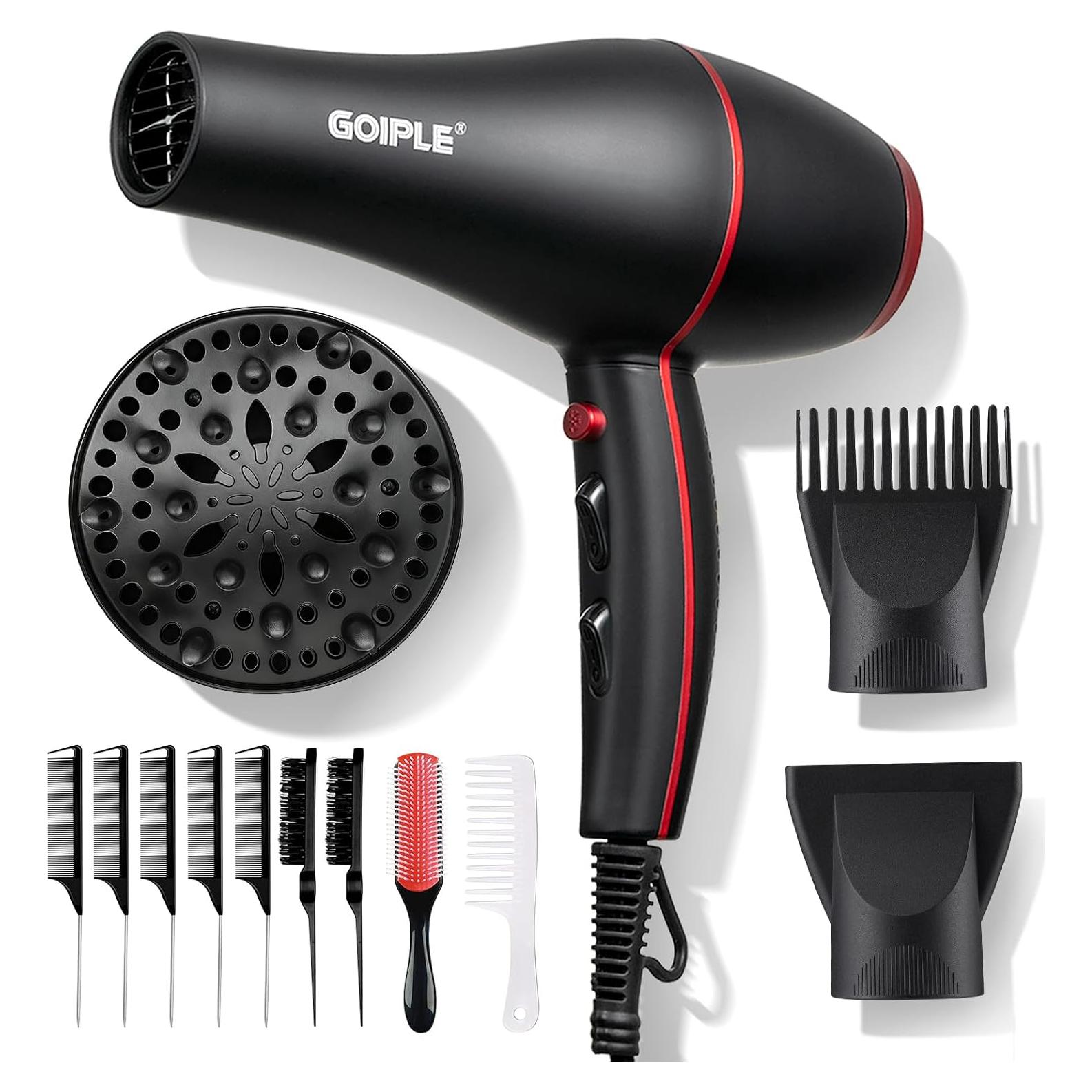 Kit Secador de Pelo Iónico Lockmio 1800W 13 Piezas Profesional