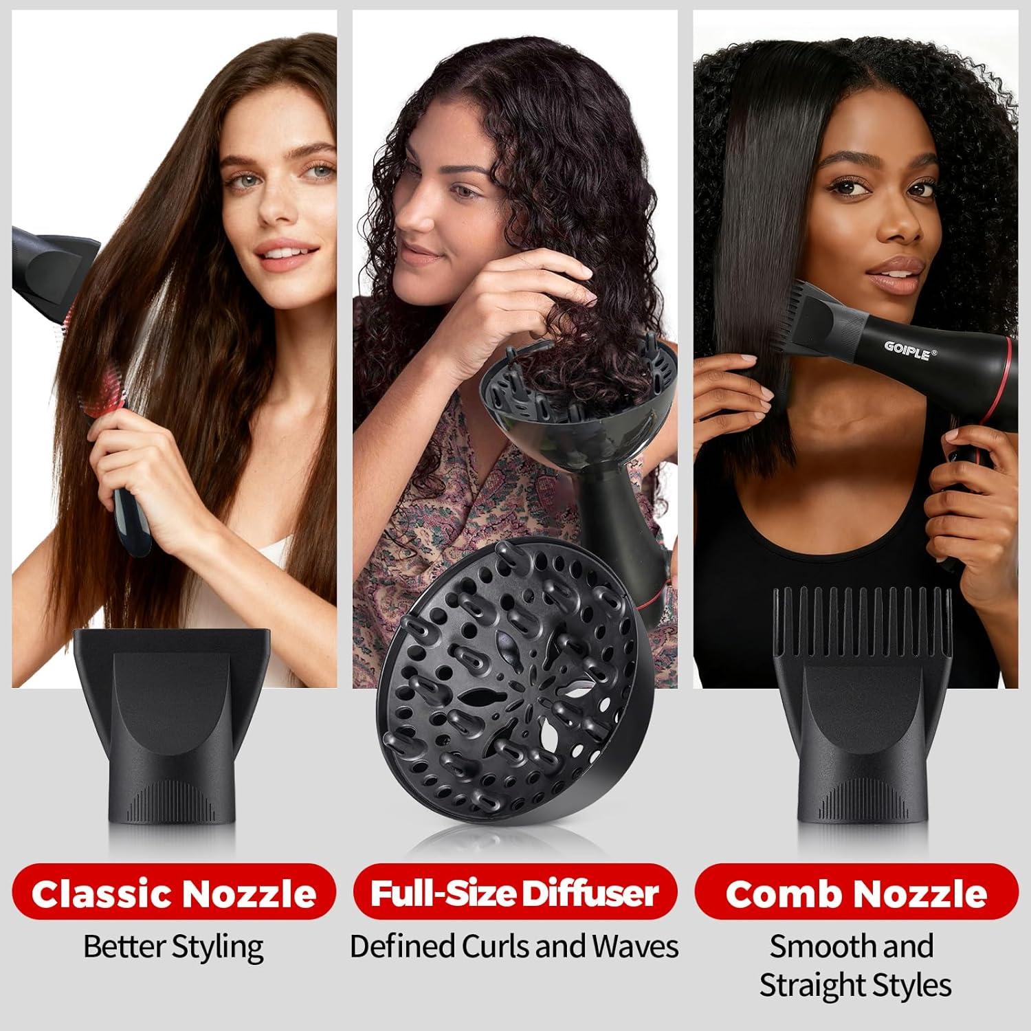 Kit Secador de Pelo Iónico Lockmio 1800W 13 Piezas Profesional