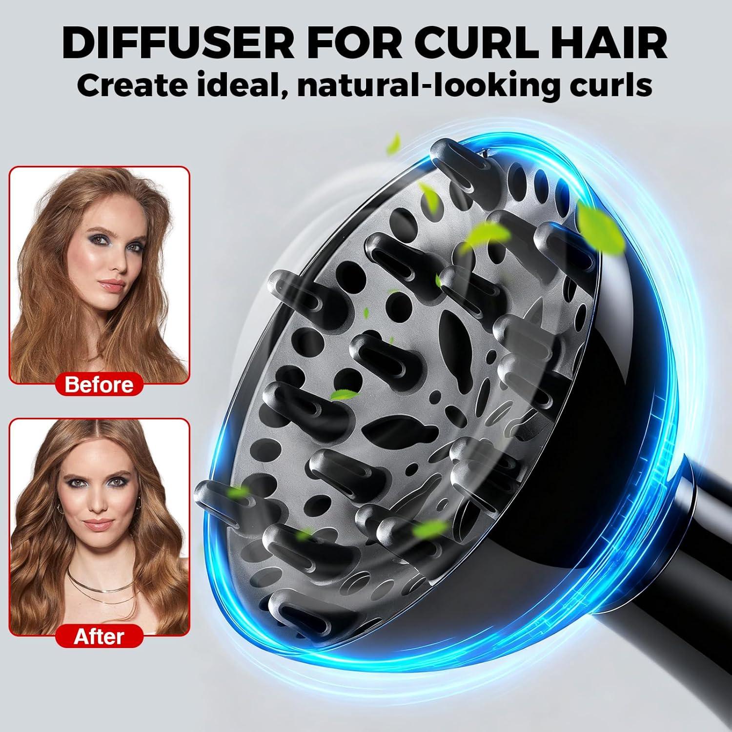 Kit Secador de Pelo Iónico Lockmio 1800W 13 Piezas Profesional