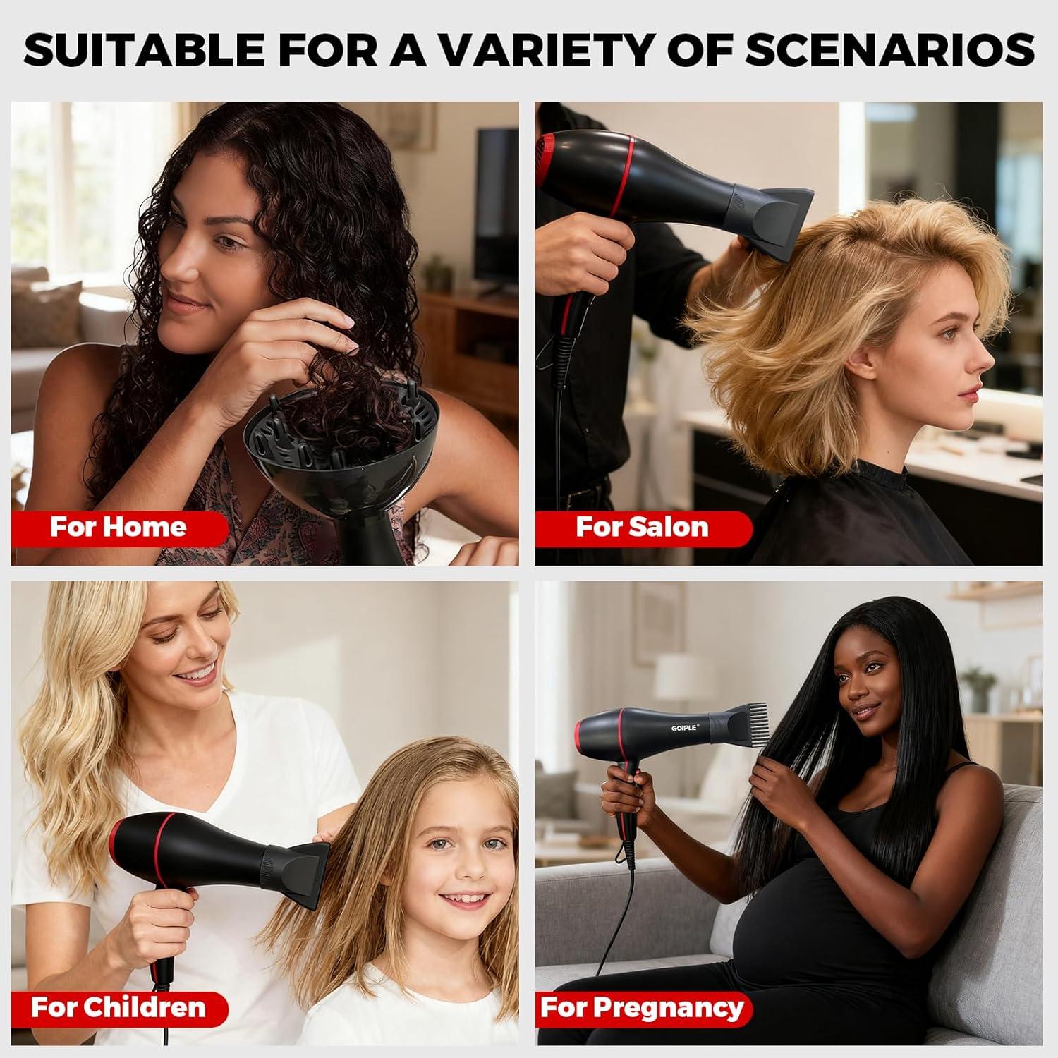 Kit Secador de Pelo Iónico Lockmio 1800W 13 Piezas Profesional