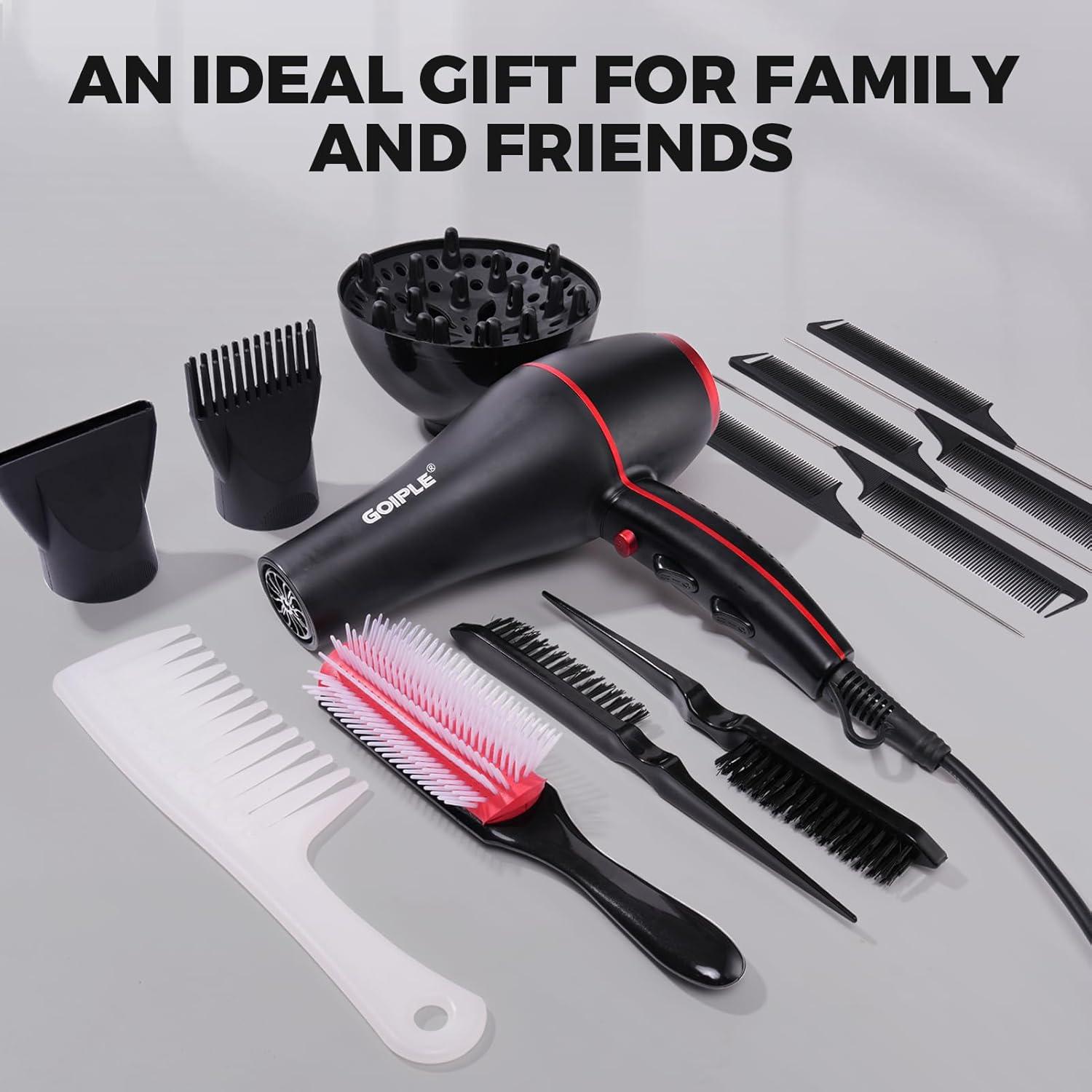 Kit Secador de Pelo Iónico Lockmio 1800W 13 Piezas Profesional