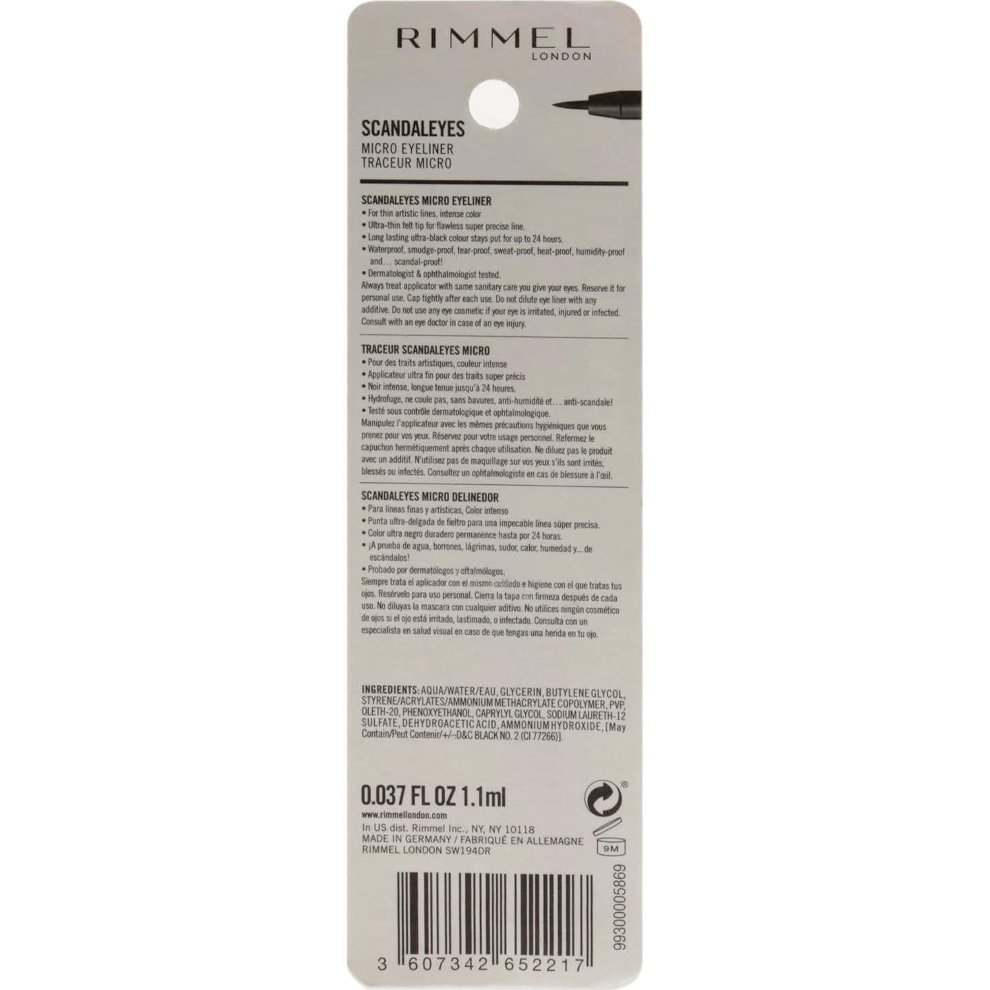 Delineador Rimmel London Scandaleyes Micro 1.13g Negro