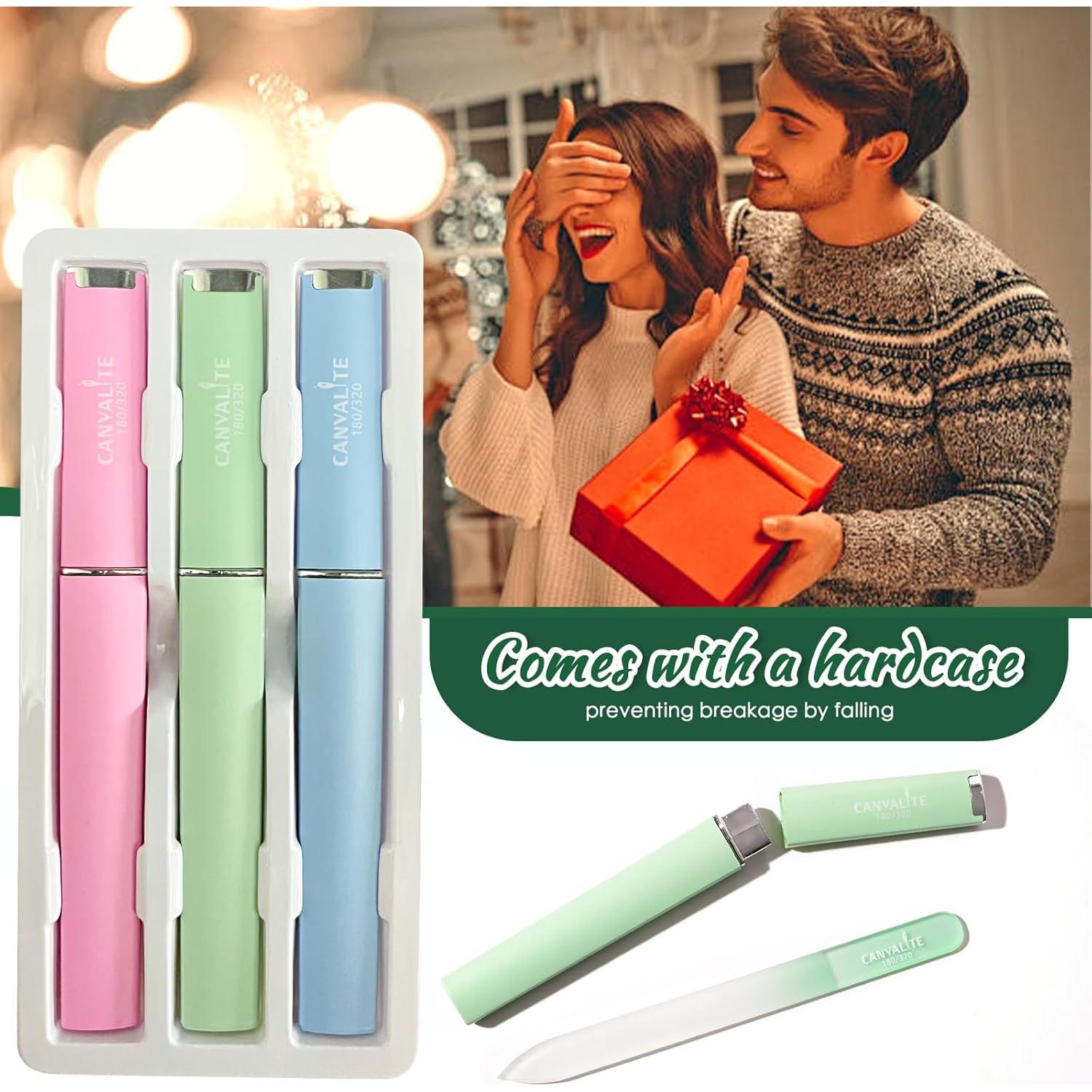 Limas de Uñas de Vidrio CANVALITE Doble Lado 180/320 - Paquete de 3