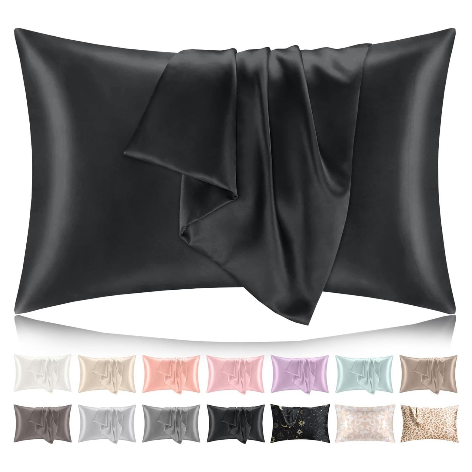 Funda de Almohada de Satén Softhour Estándar 20x66 cm Negra