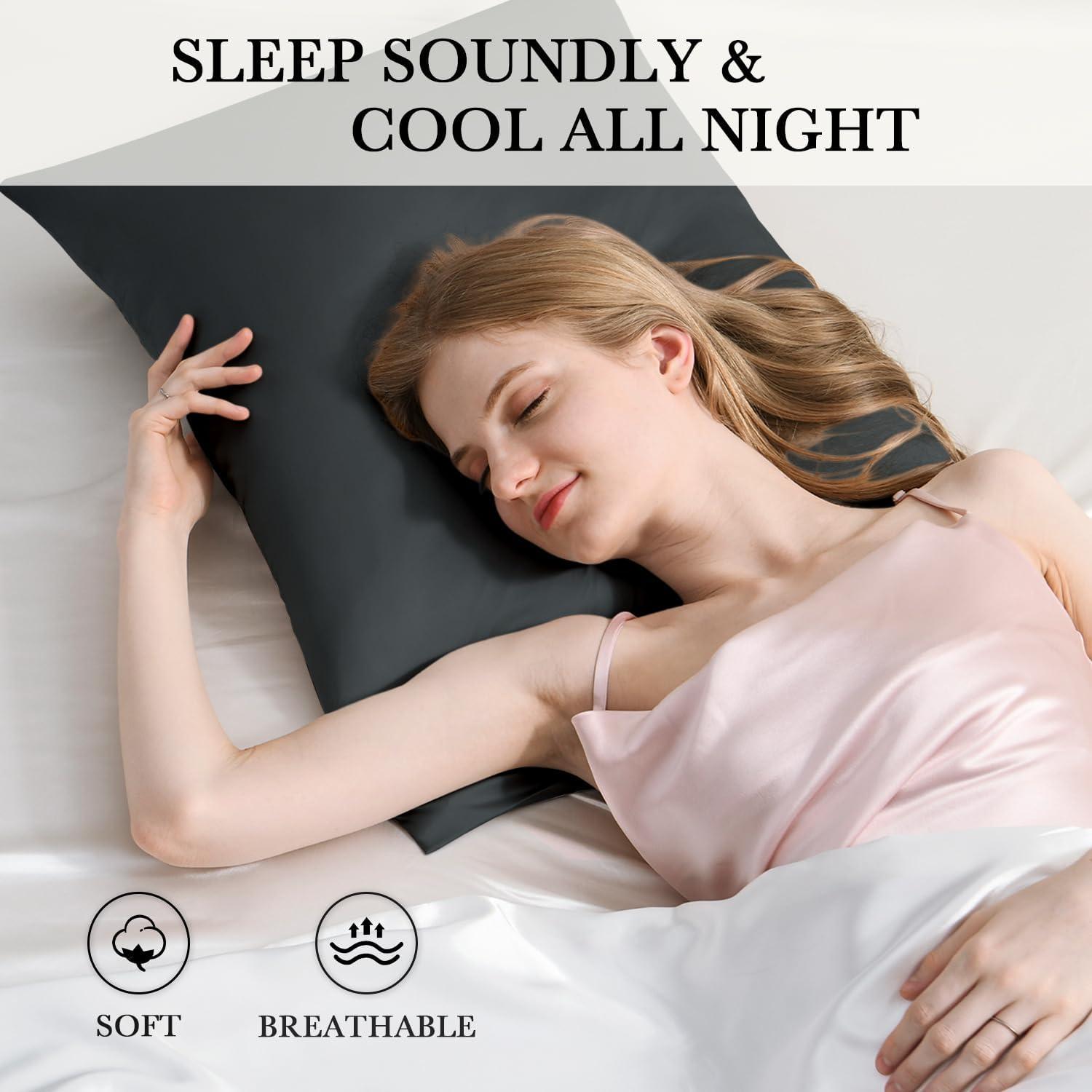 Funda de Almohada de Satén Softhour Estándar 20x66 cm Negra