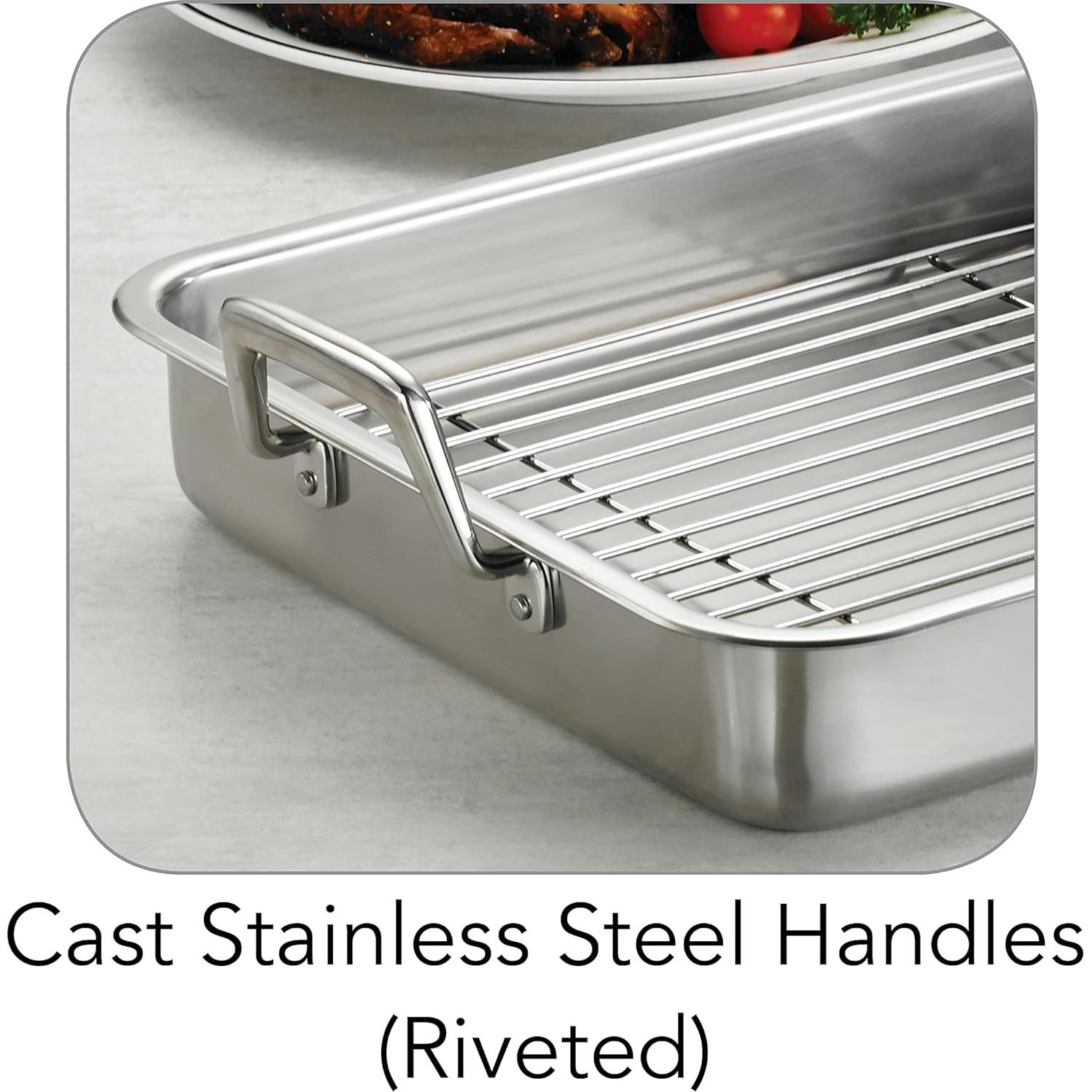 Sartén para Asar Tramontina 34.3 cm Acero Inoxidable Apto Lavavajillas