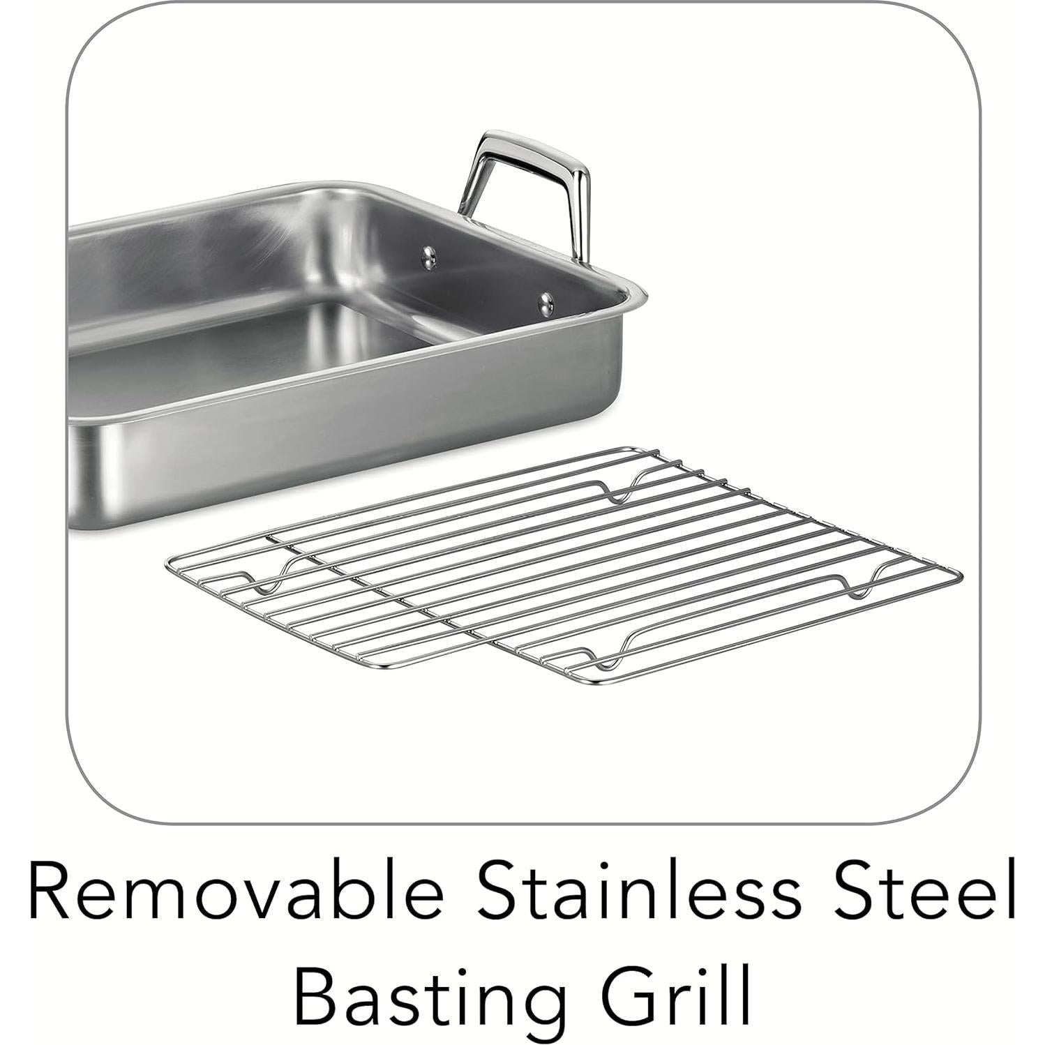 Sartén para Asar Tramontina 34.3 cm Acero Inoxidable Apto Lavavajillas