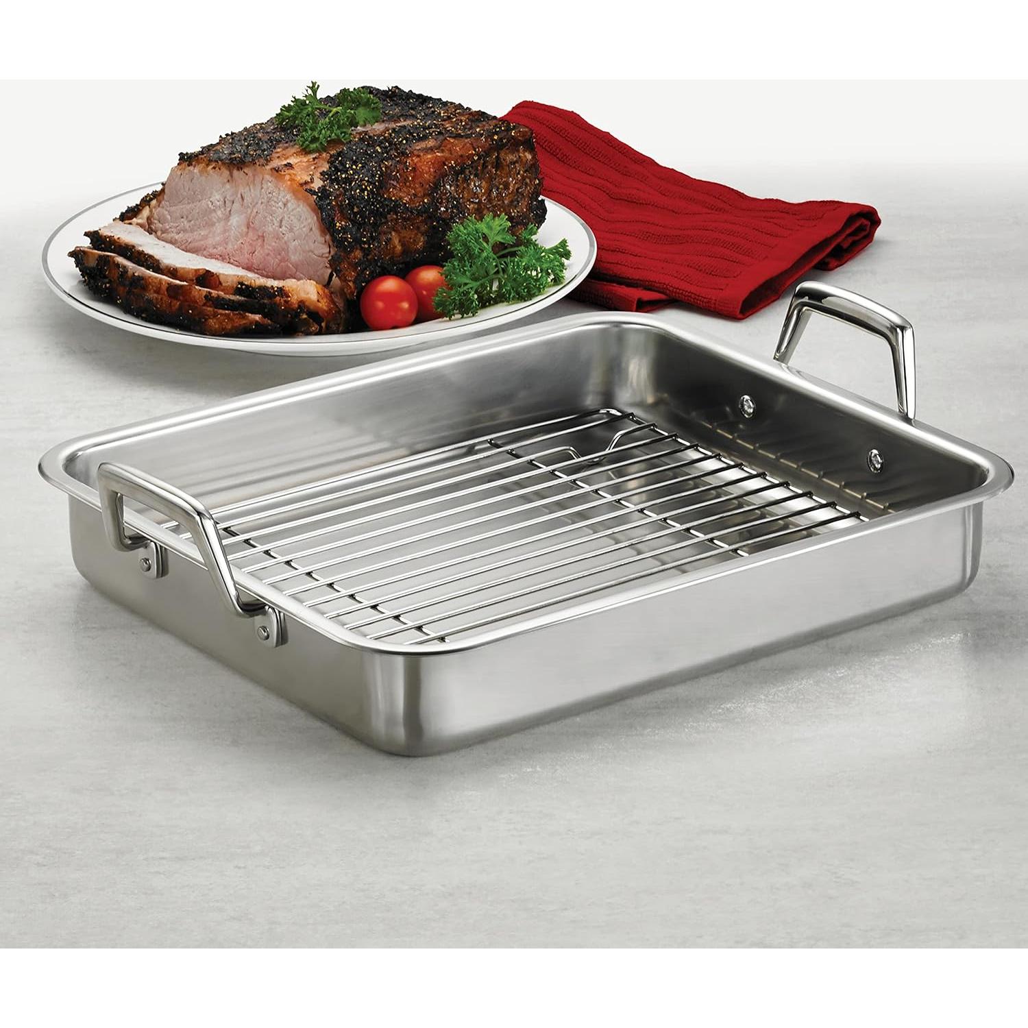 Sartén para Asar Tramontina 34.3 cm Acero Inoxidable Apto Lavavajillas