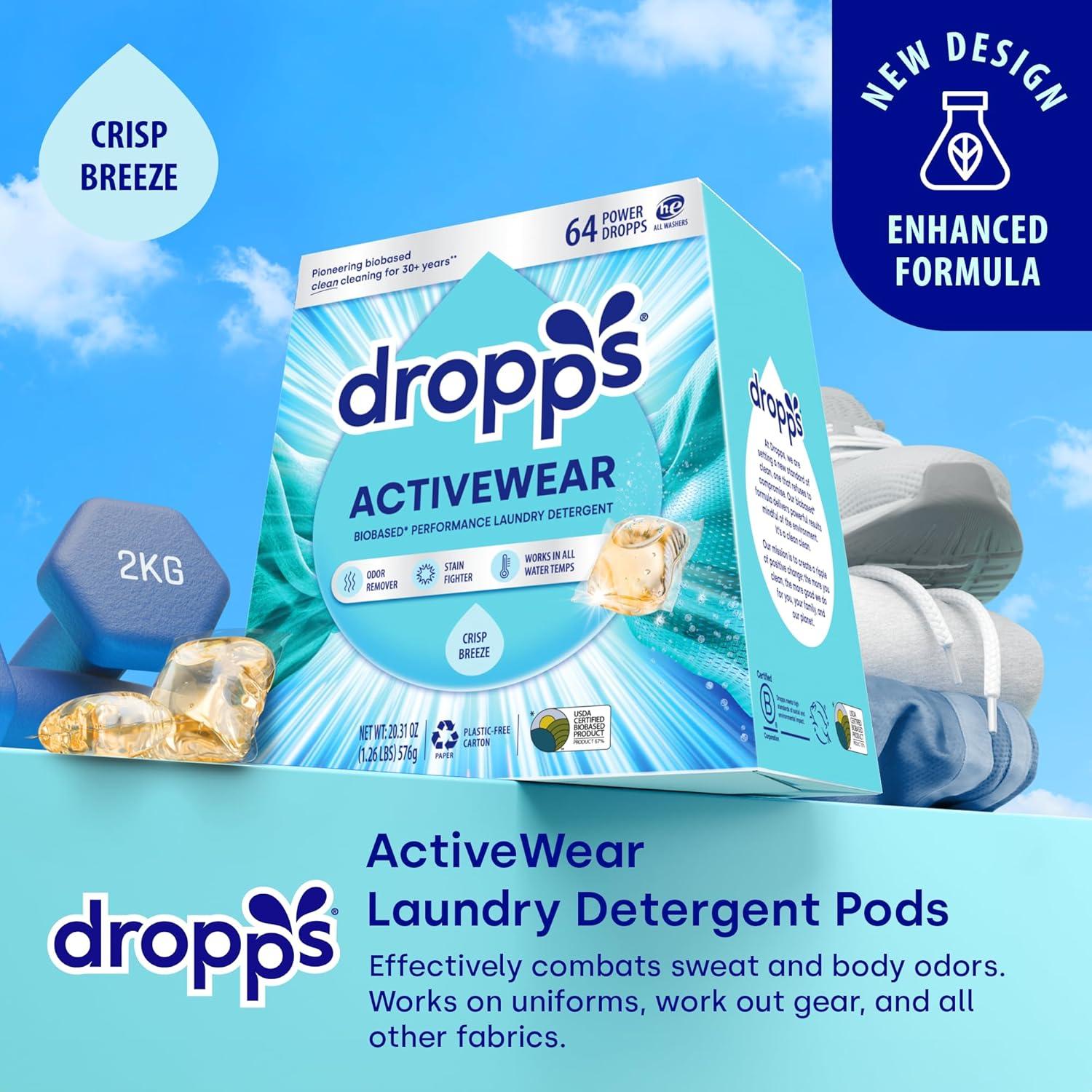 Cápsulas de Detergente para Ropa Activa Dropps 64 Unidades Brisa Fresca