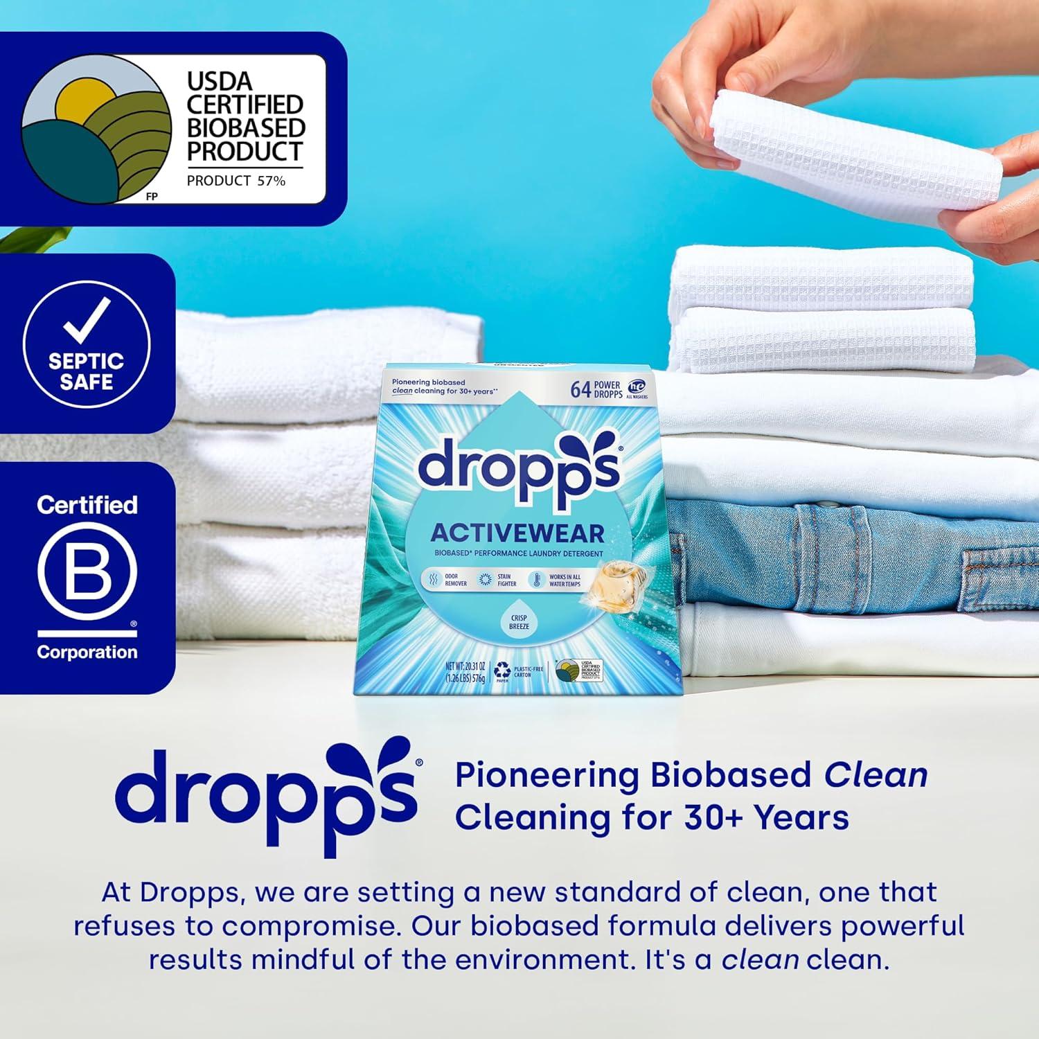 Cápsulas de Detergente para Ropa Activa Dropps 64 Unidades Brisa Fresca