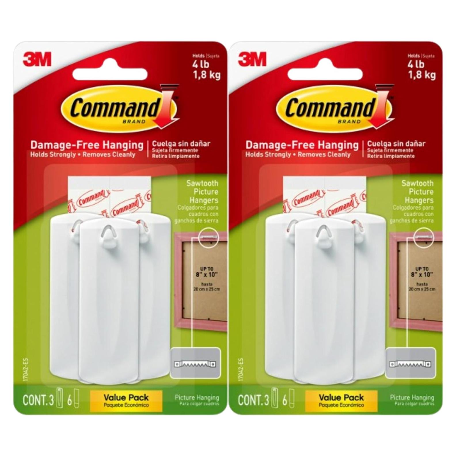 Ganchos Adhesivos para Cuadros 3M Command, 2 Medianos, Soporta 1.81 kg
