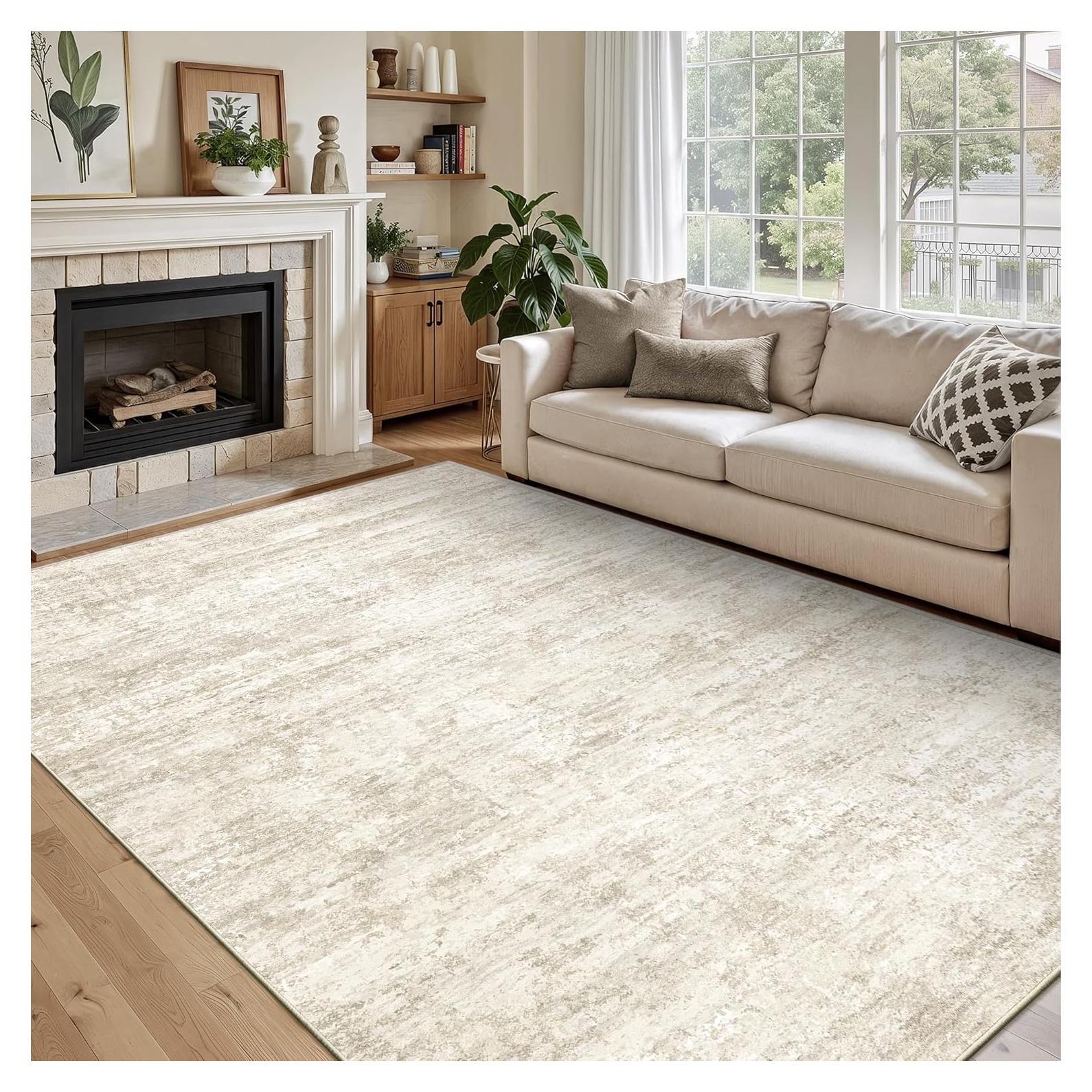 Alfombra Lavable Art&Tuft 5x7 Beige Antideslizante Microfibra