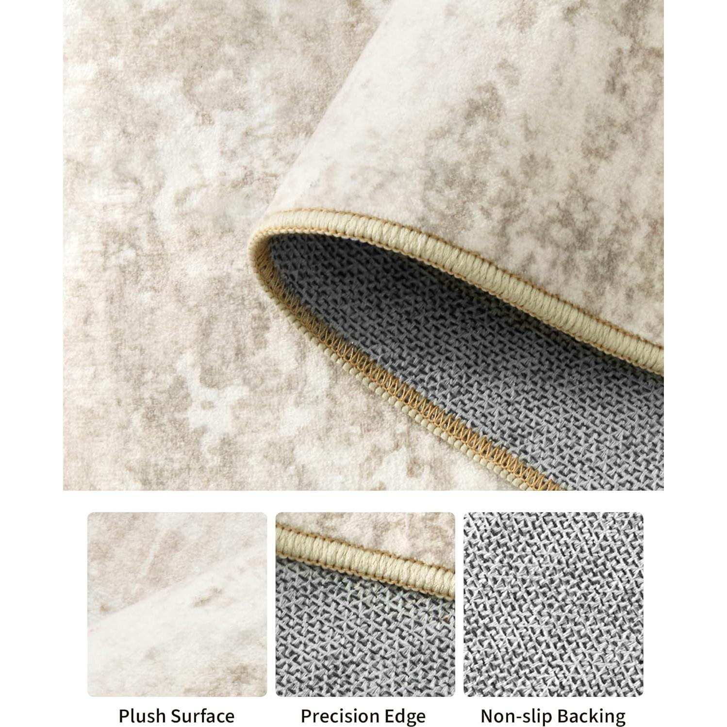 Alfombra Lavable Art&Tuft 5x7 Beige Antideslizante Microfibra