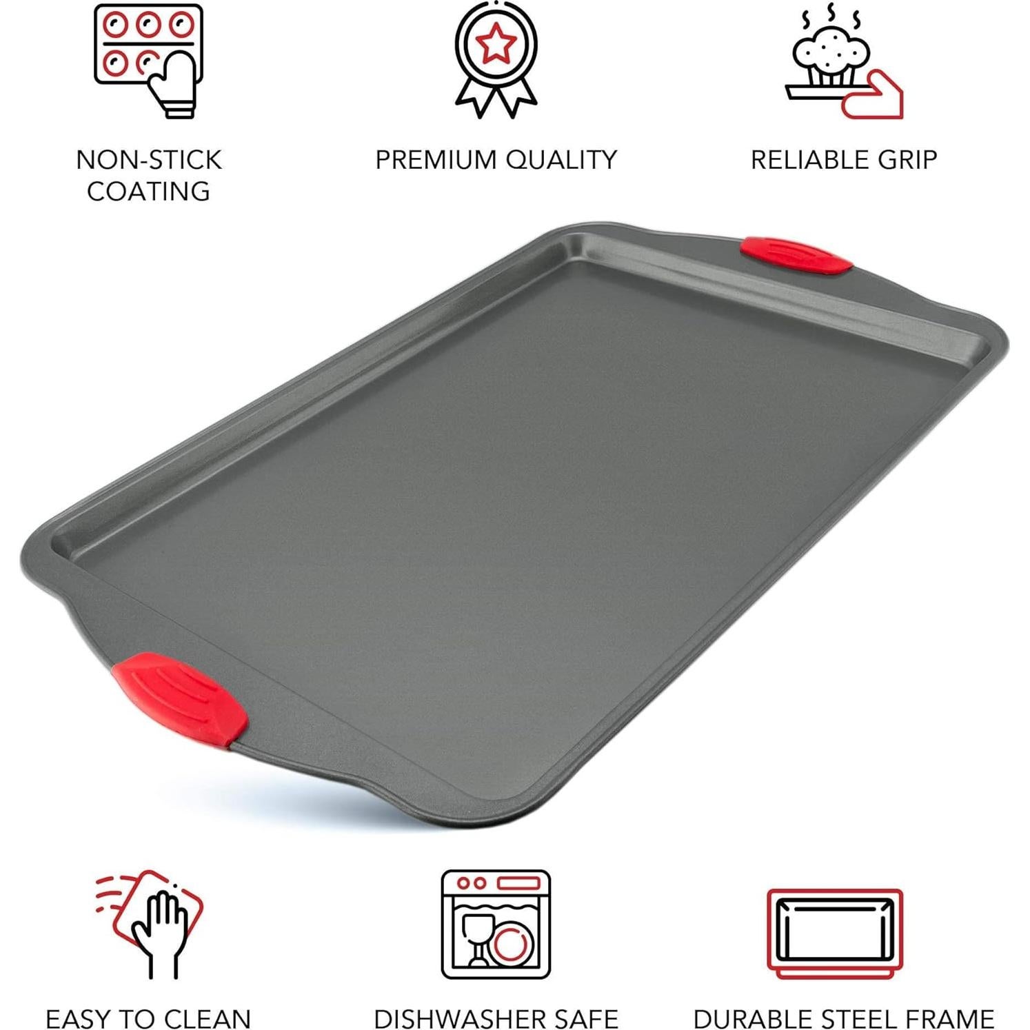 Juego de Bandejas para Hornear Boxiki Kitchen - Set de 3, Acero al Carbono Antiadherente