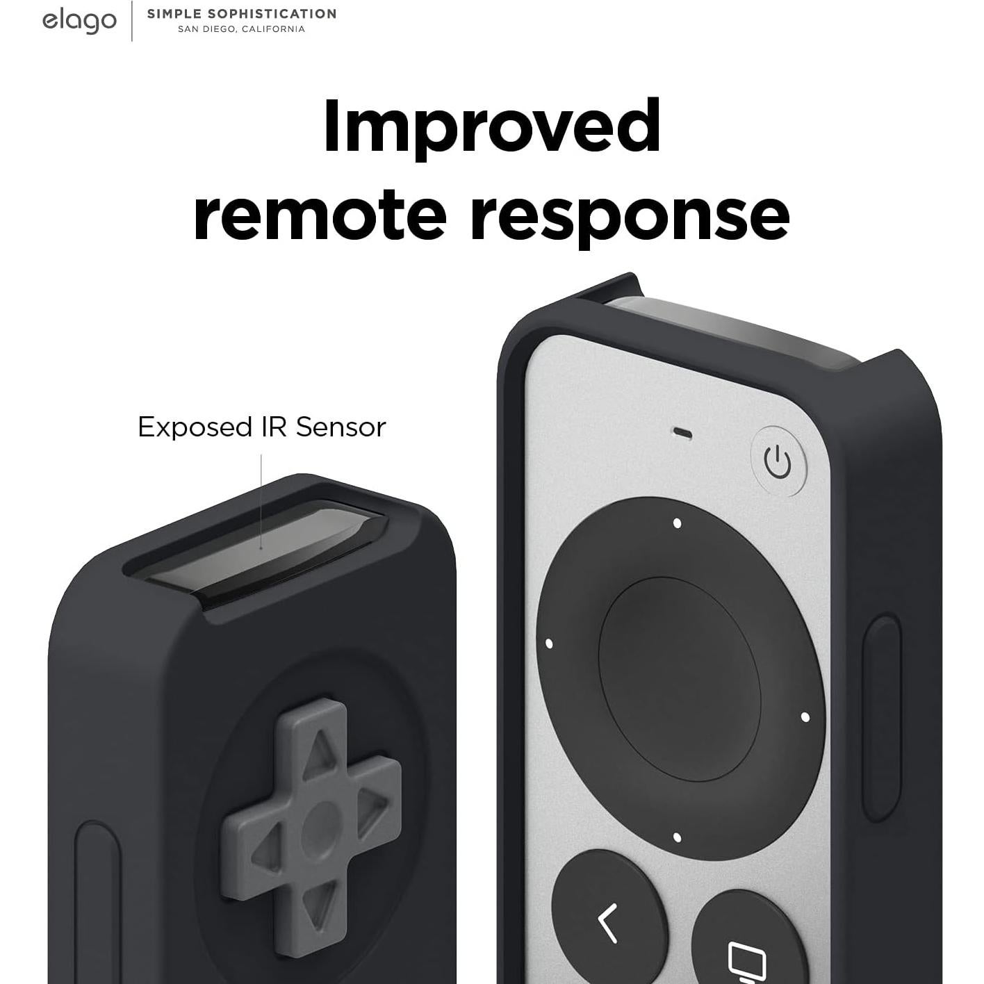 Funda Retro elago R4 para Control Remoto Apple TV 4K 2022/2021 - Silicona Premium Negra