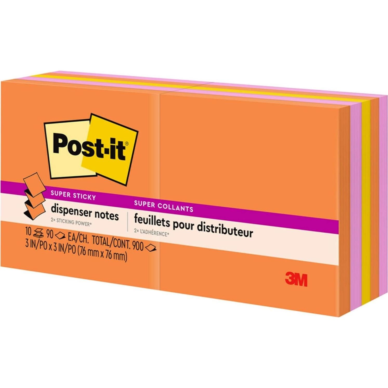 Notas Adhesivas Super Sticky Post-it 3x3 cm 10 Blocs Energy Boost