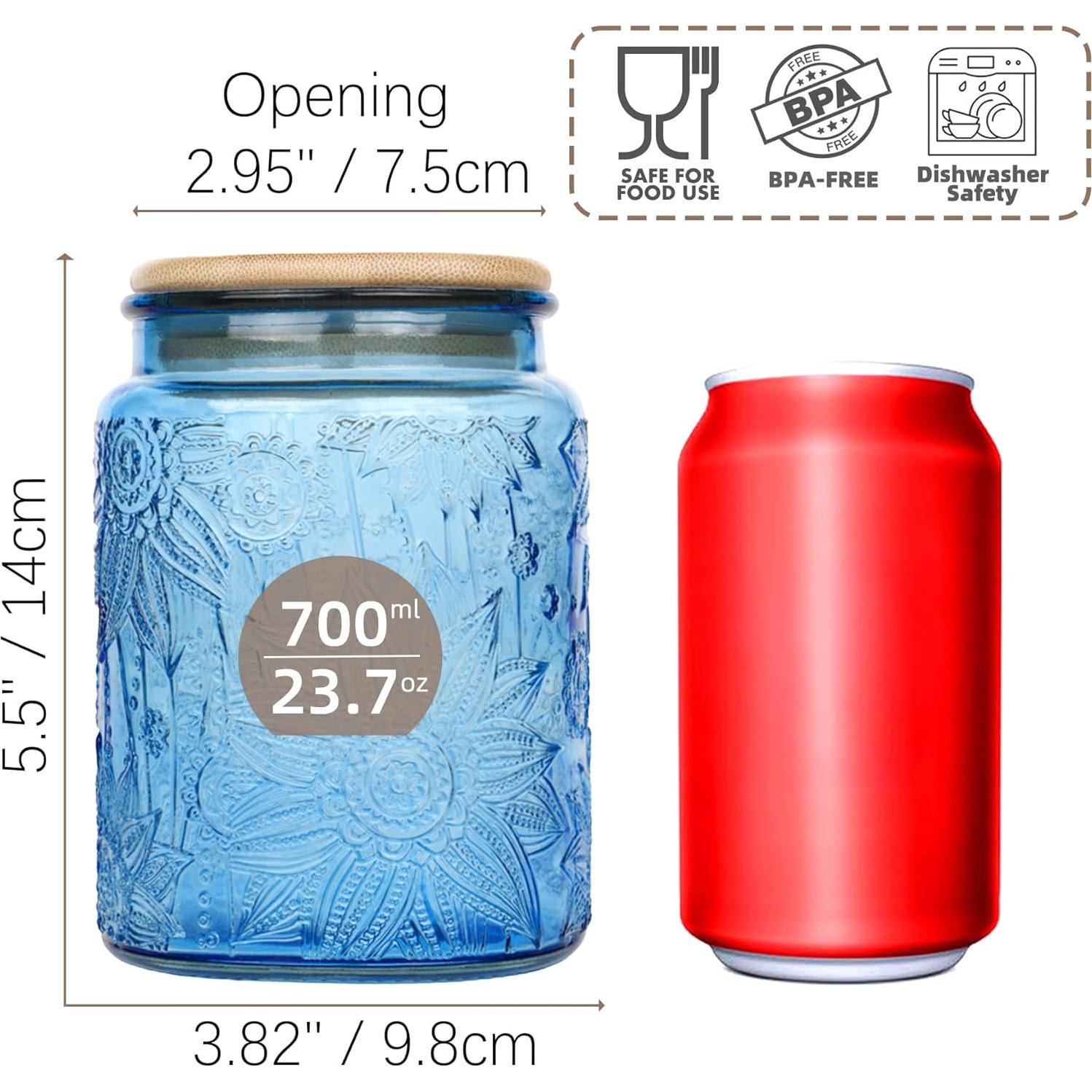 Tarro de Vidrio Vintage CUSTDE 700ml con Tapa de Bambú Hermético